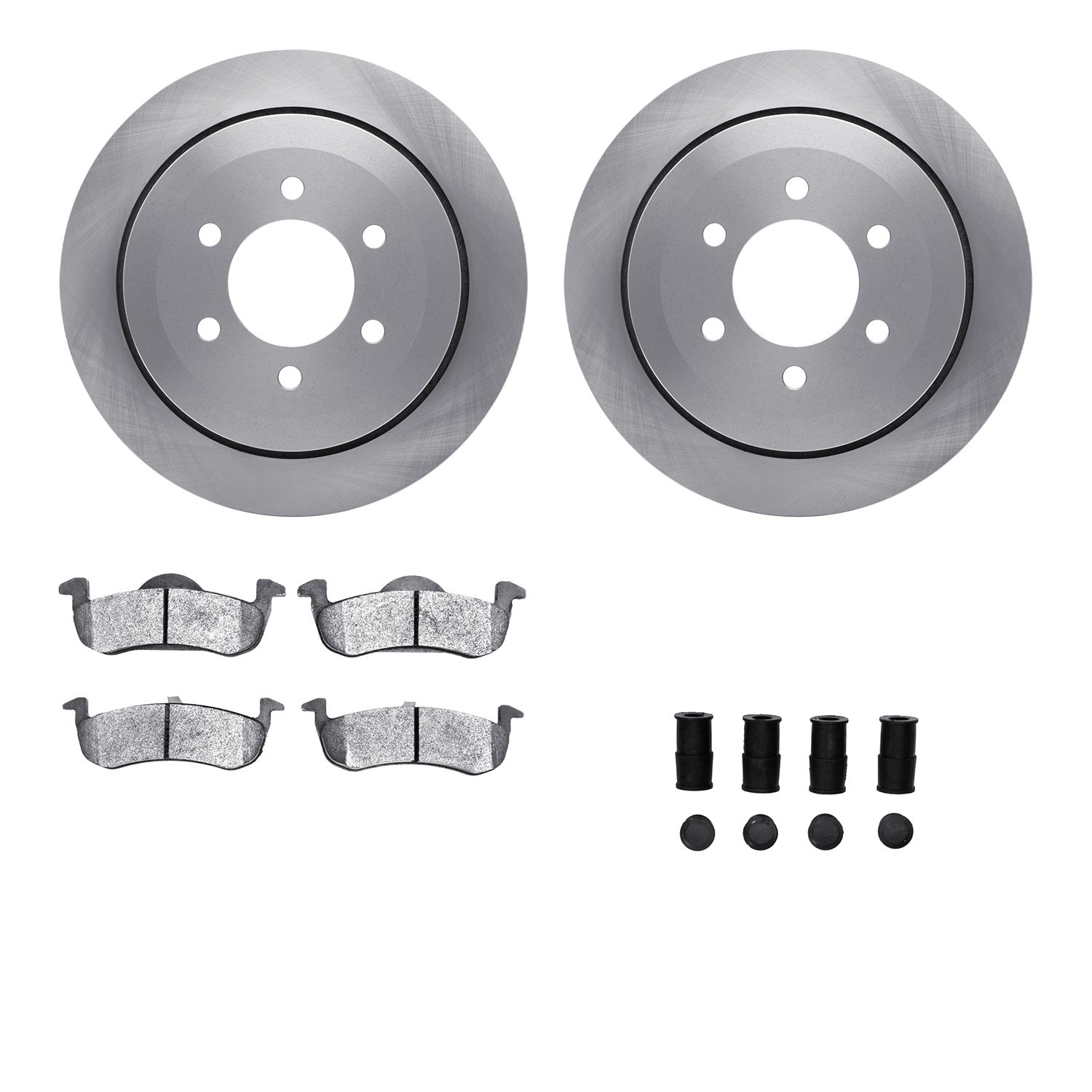 6512-99640 Brake Rotors w/5000 Advanced Brake Pads Kit with Hardware, 2010-2017 Ford/Lincoln/Mercury/Mazda, Position: Rear
