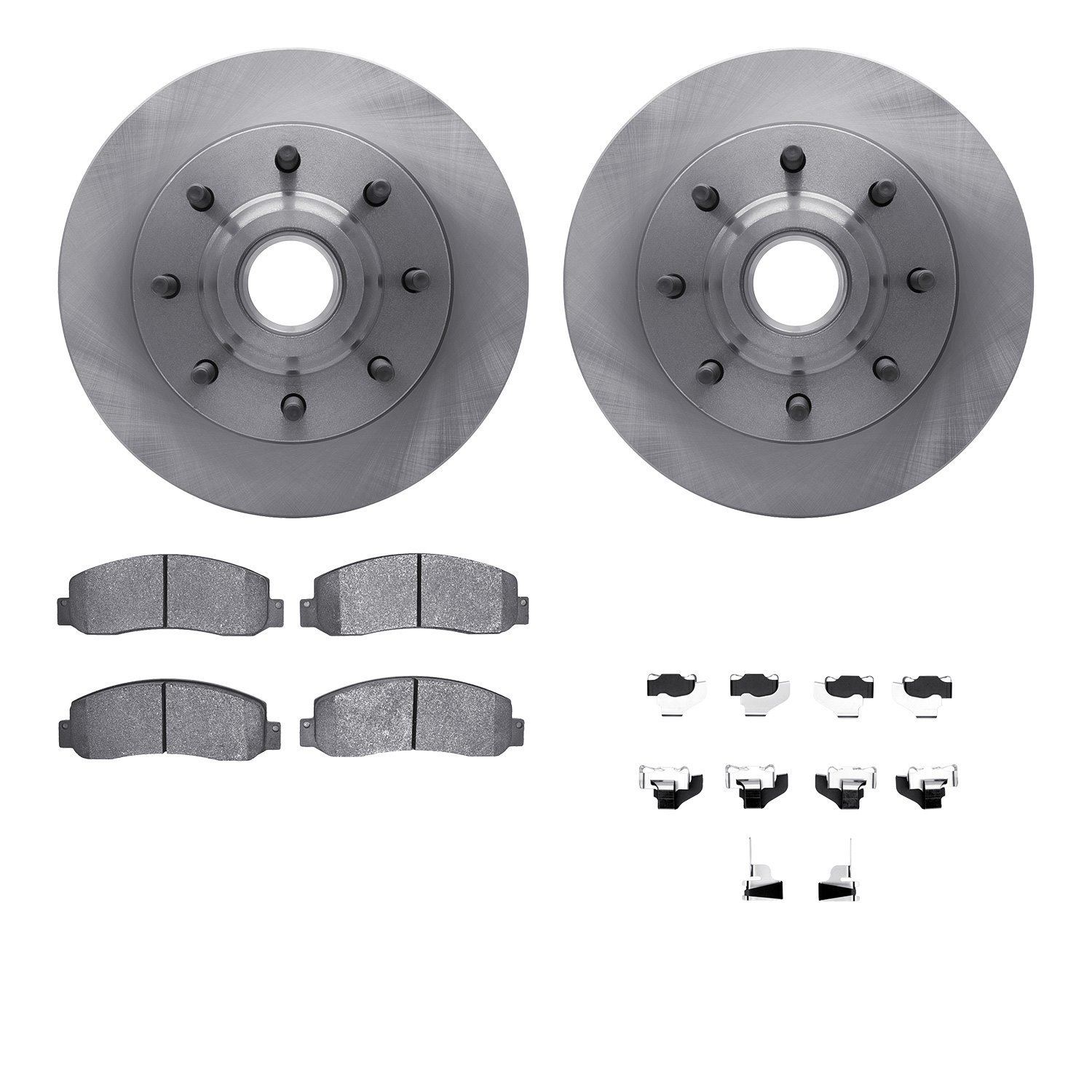 6512-99645 Brake Rotors w/5000 Advanced Brake Pads Kit with Hardware, 2006-2012 Ford/Lincoln/Mercury/Mazda, Position: Front