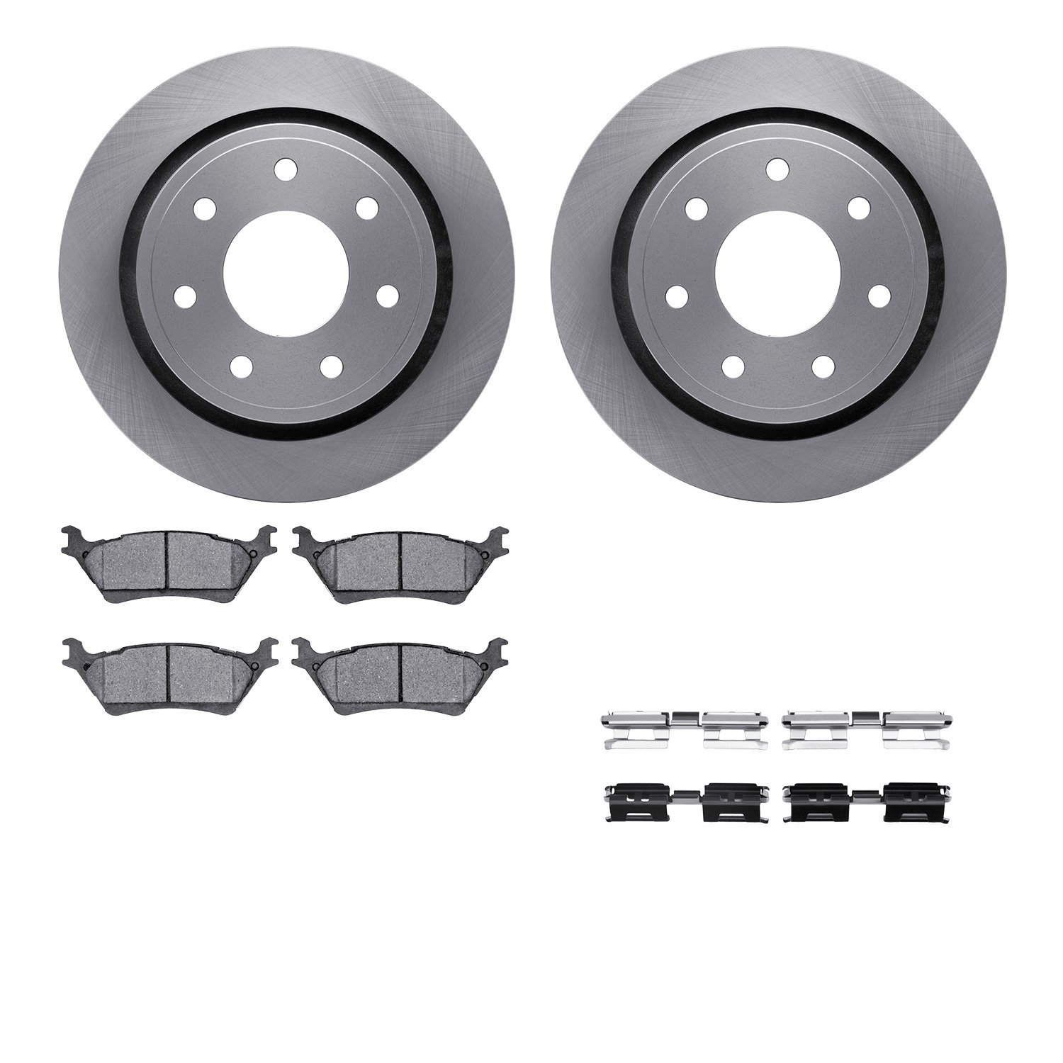 6512-99678 Brake Rotors w/5000 Advanced Brake Pads Kit with Hardware, 2012-2014 Ford/Lincoln/Mercury/Mazda, Position: Rear
