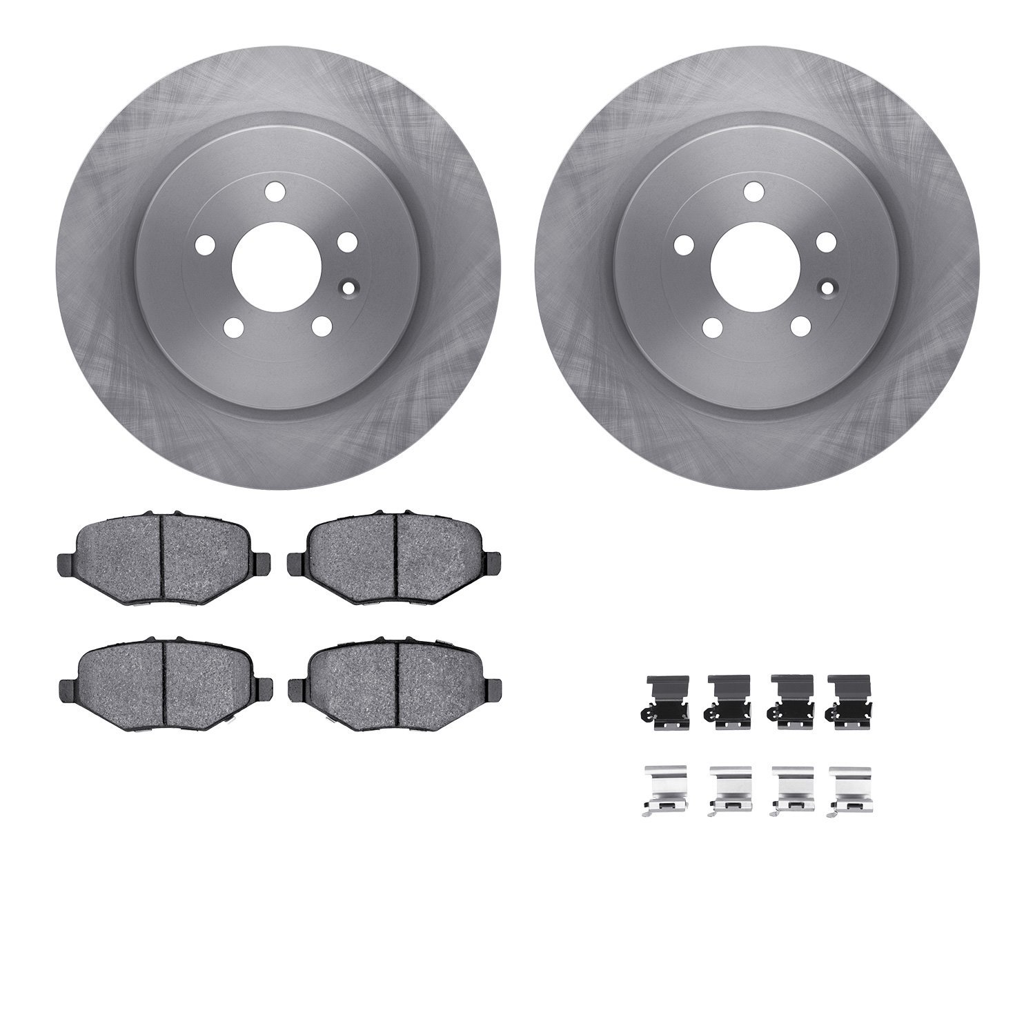 6512-99689 Brake Rotors w/5000 Advanced Brake Pads Kit with Hardware, 2013-2019 Ford/Lincoln/Mercury/Mazda, Position: Rear
