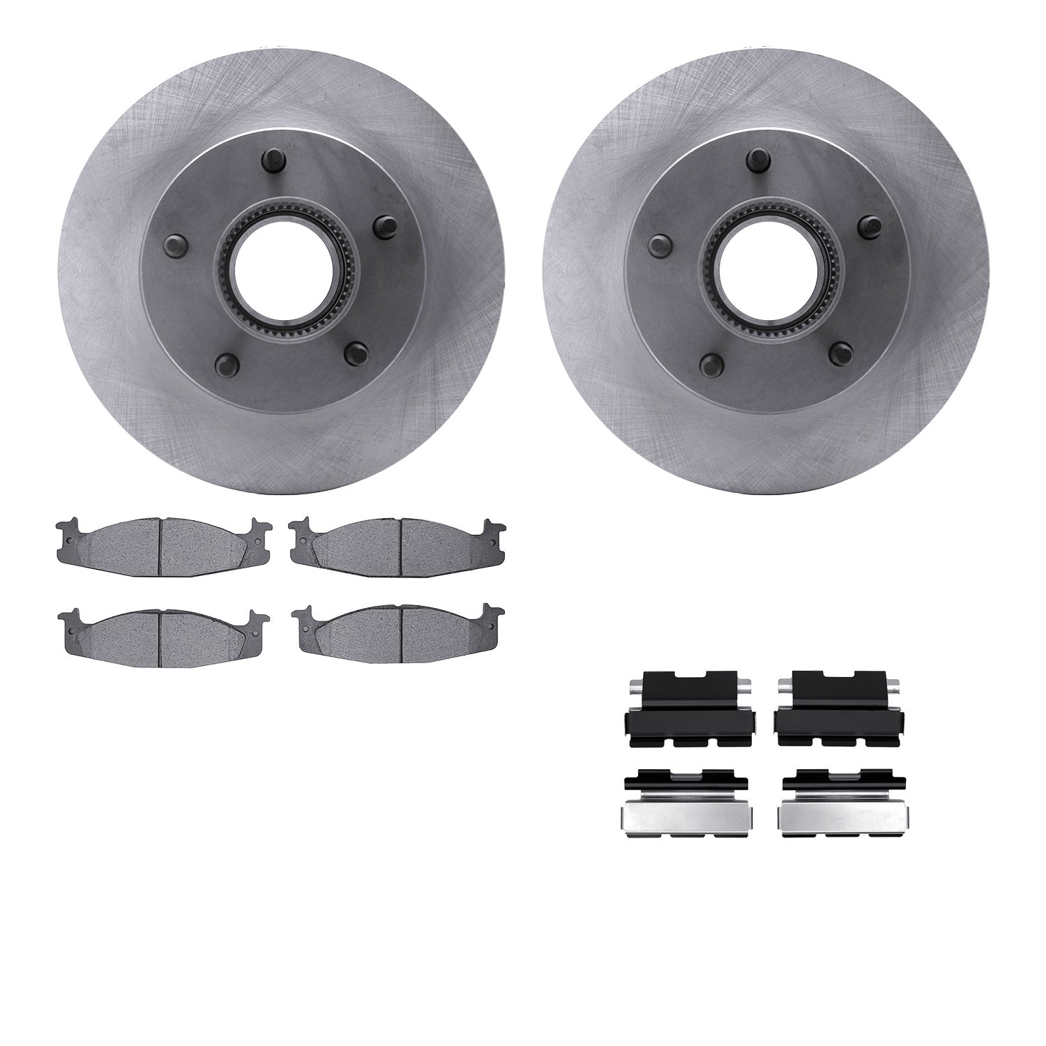 6512-99750 Brake Rotors w/5000 Advanced Brake Pads Kit with Hardware, 1994-1995 Ford/Lincoln/Mercury/Mazda, Position: Front