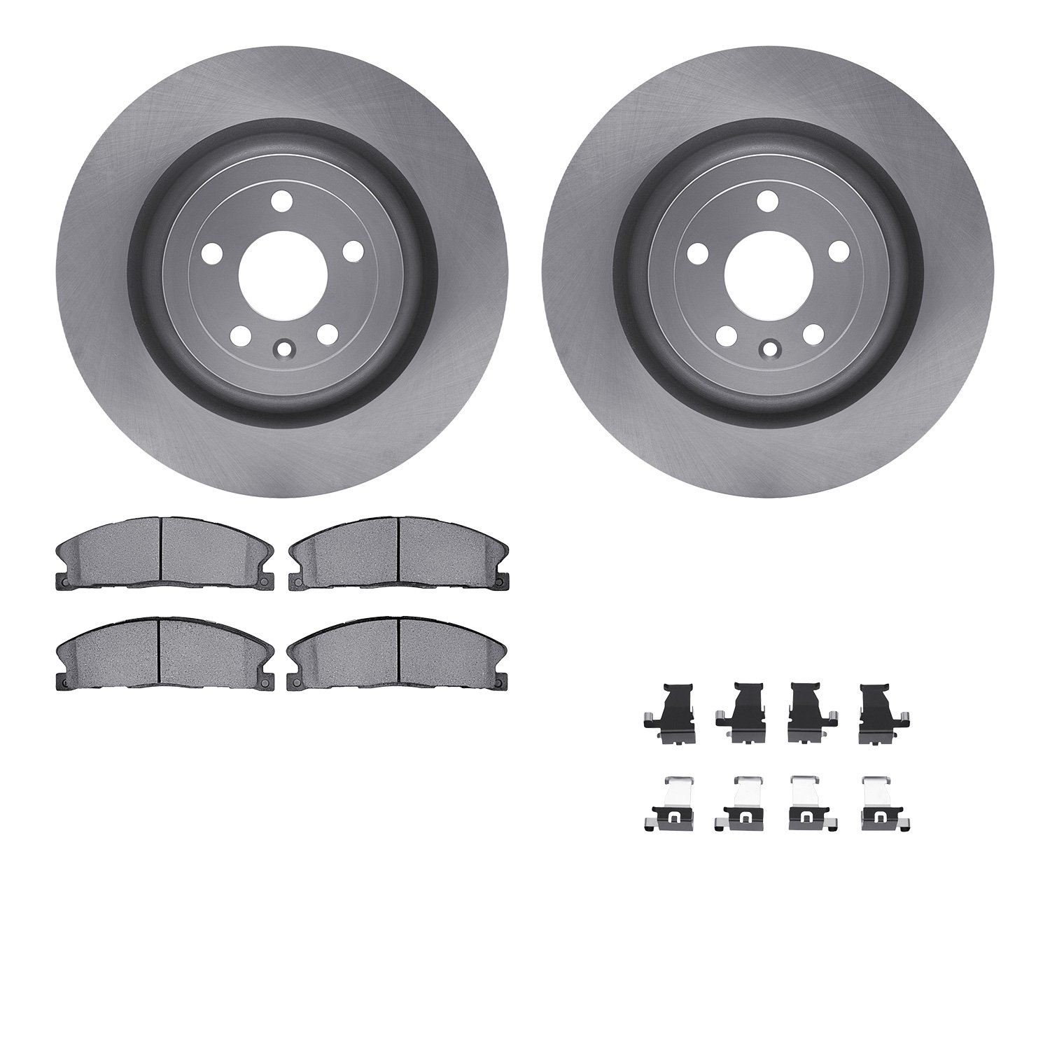 6512-99798 Brake Rotors w/5000 Advanced Brake Pads Kit with Hardware, 2013-2019 Ford/Lincoln/Mercury/Mazda, Position: Front