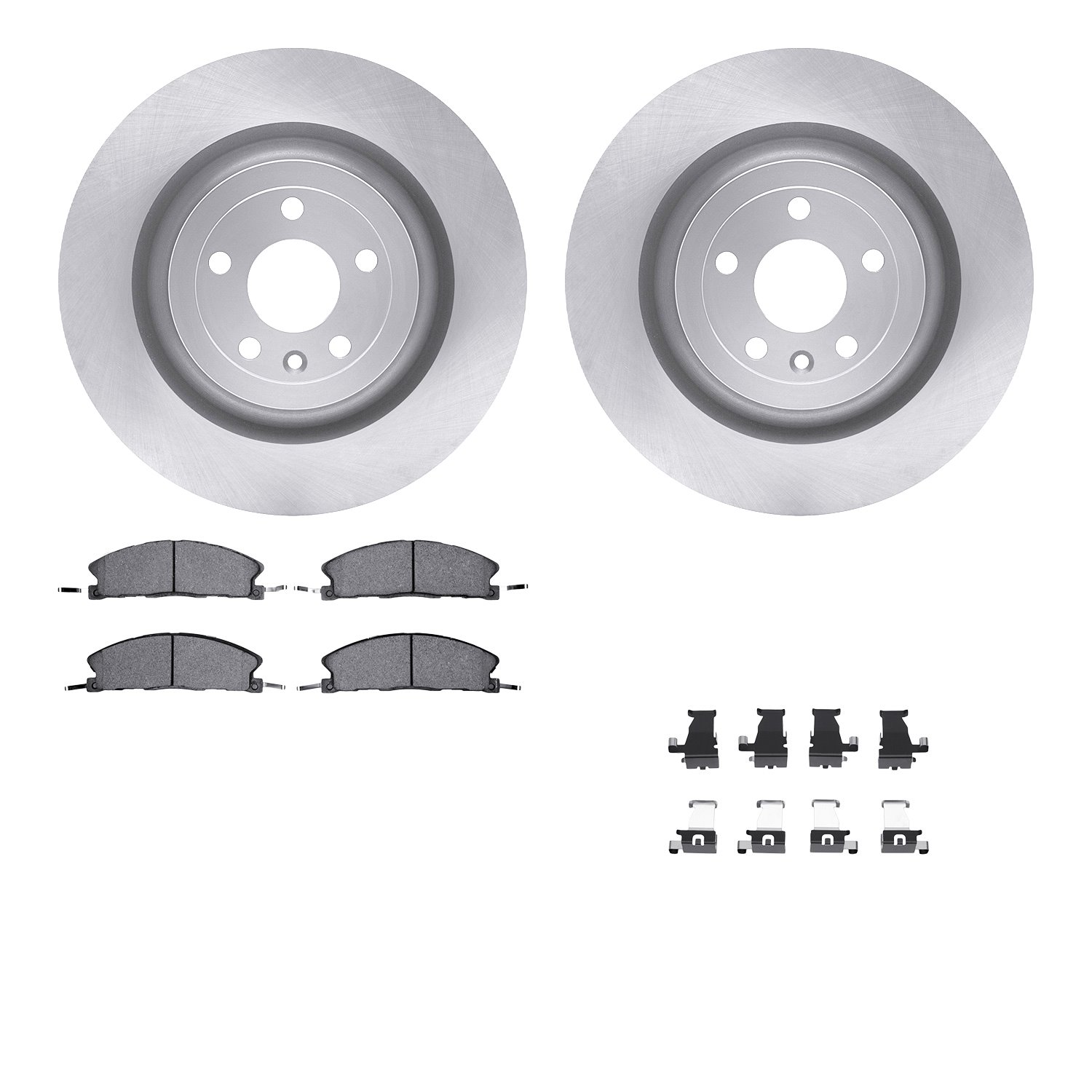 6512-99799 Brake Rotors w/5000 Advanced Brake Pads Kit with Hardware, 2013-2019 Ford/Lincoln/Mercury/Mazda, Position: Front
