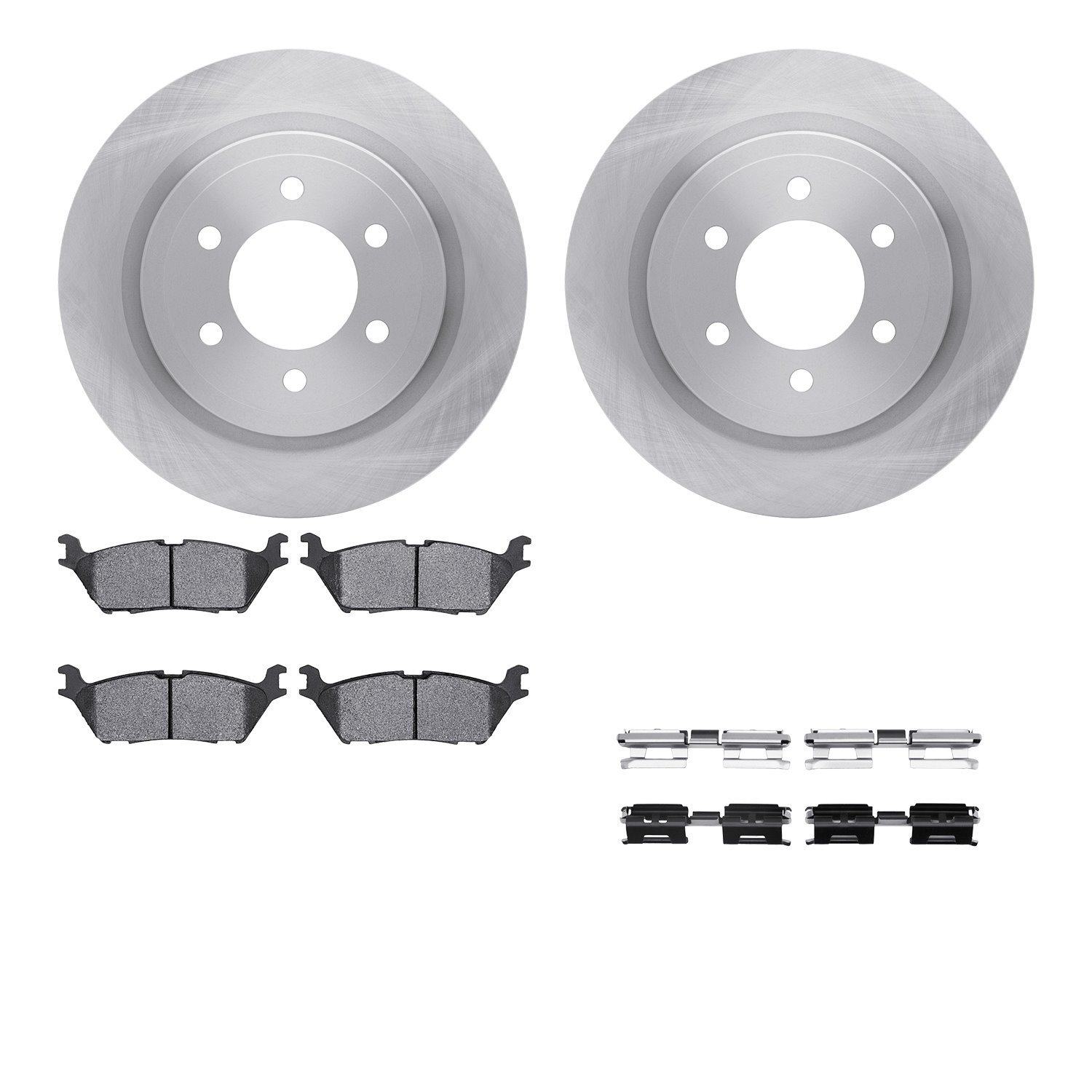 6512-99804 Brake Rotors w/5000 Advanced Brake Pads Kit with Hardware, 2018-2021 Ford/Lincoln/Mercury/Mazda, Position: Rear