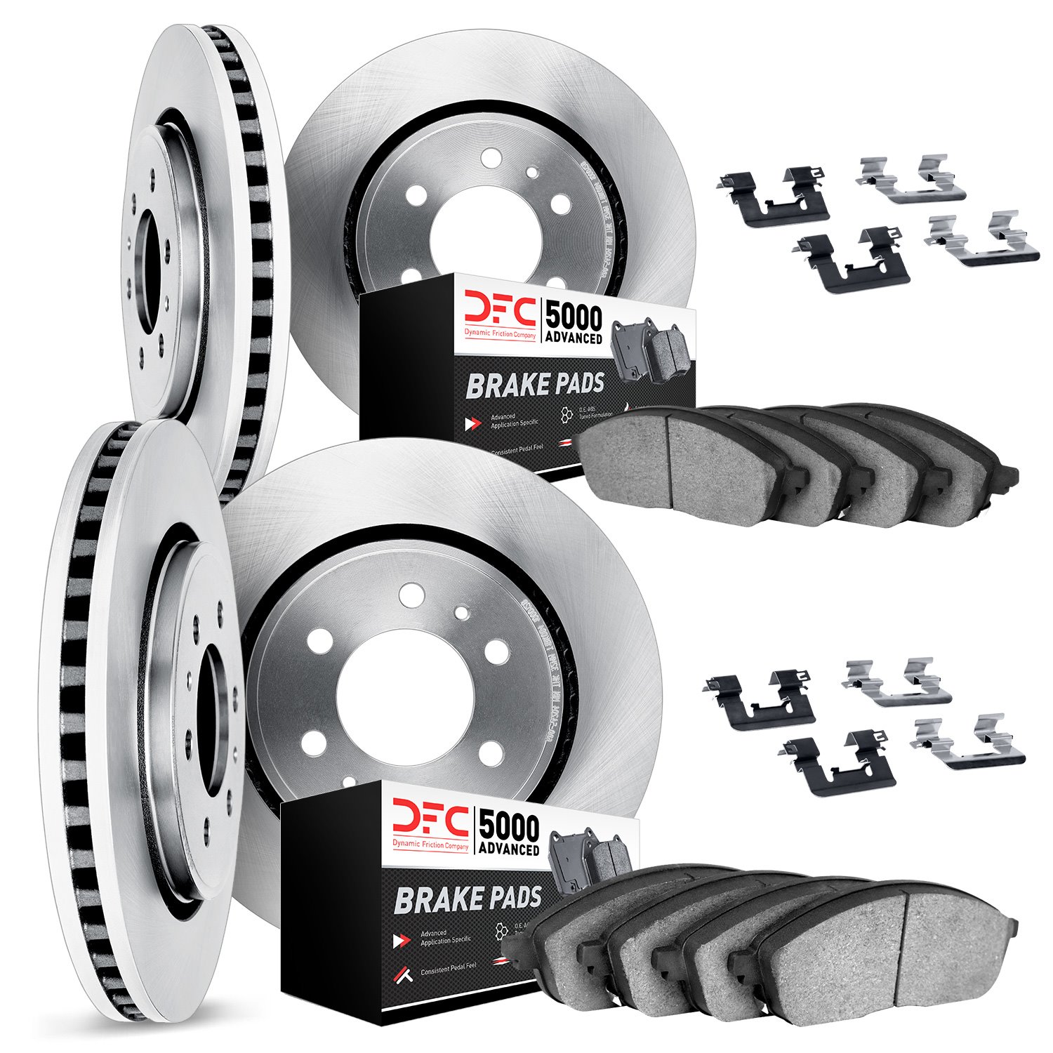 6514-01063 Brake Rotors w/5000 Advanced Brake Pads Kit with Hardware, Fits Select Ford/Lincoln/Mercury/Mazda, Position: Front an