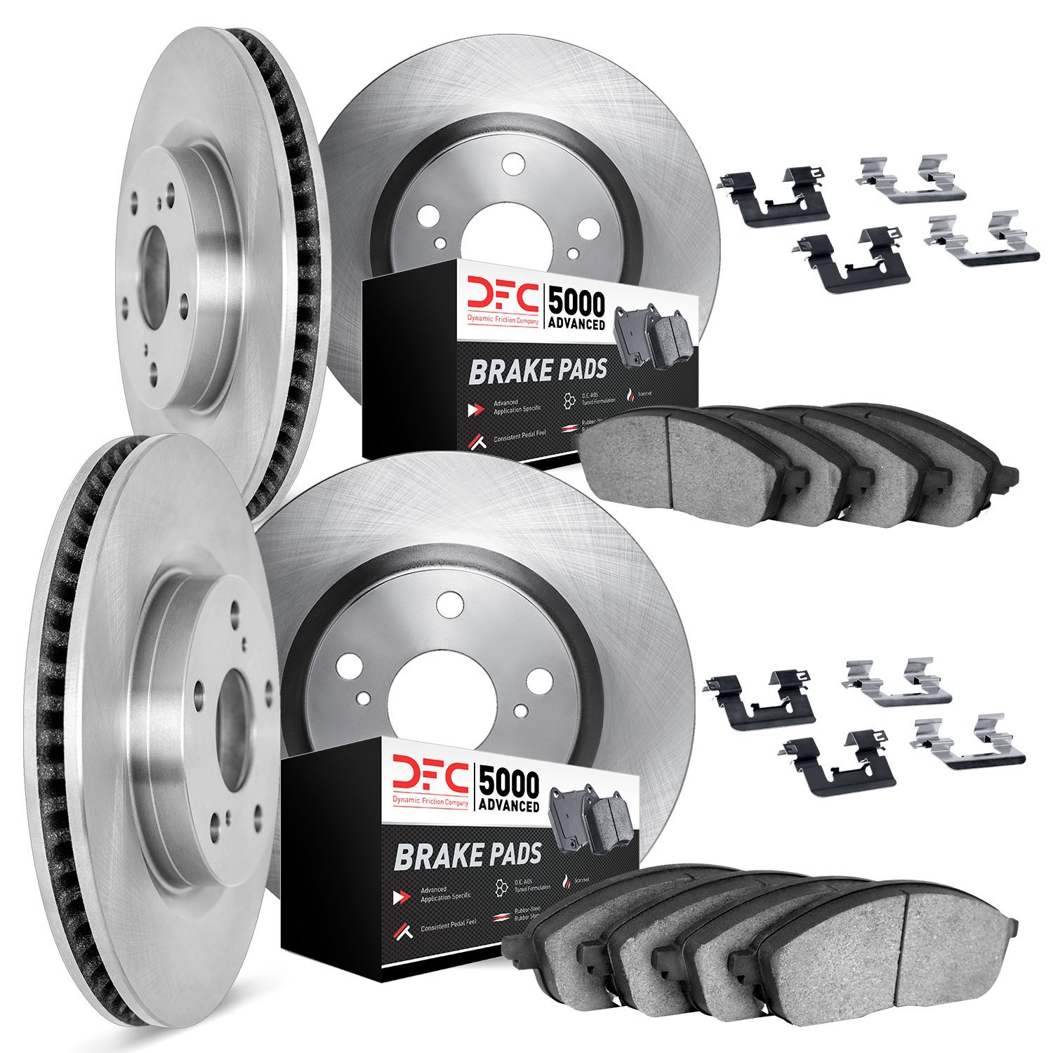 6514-31036 Brake Rotors w/5000 Advanced Brake Pads Kit with Hardware, 2011-2016 BMW, Position: Front and Rear