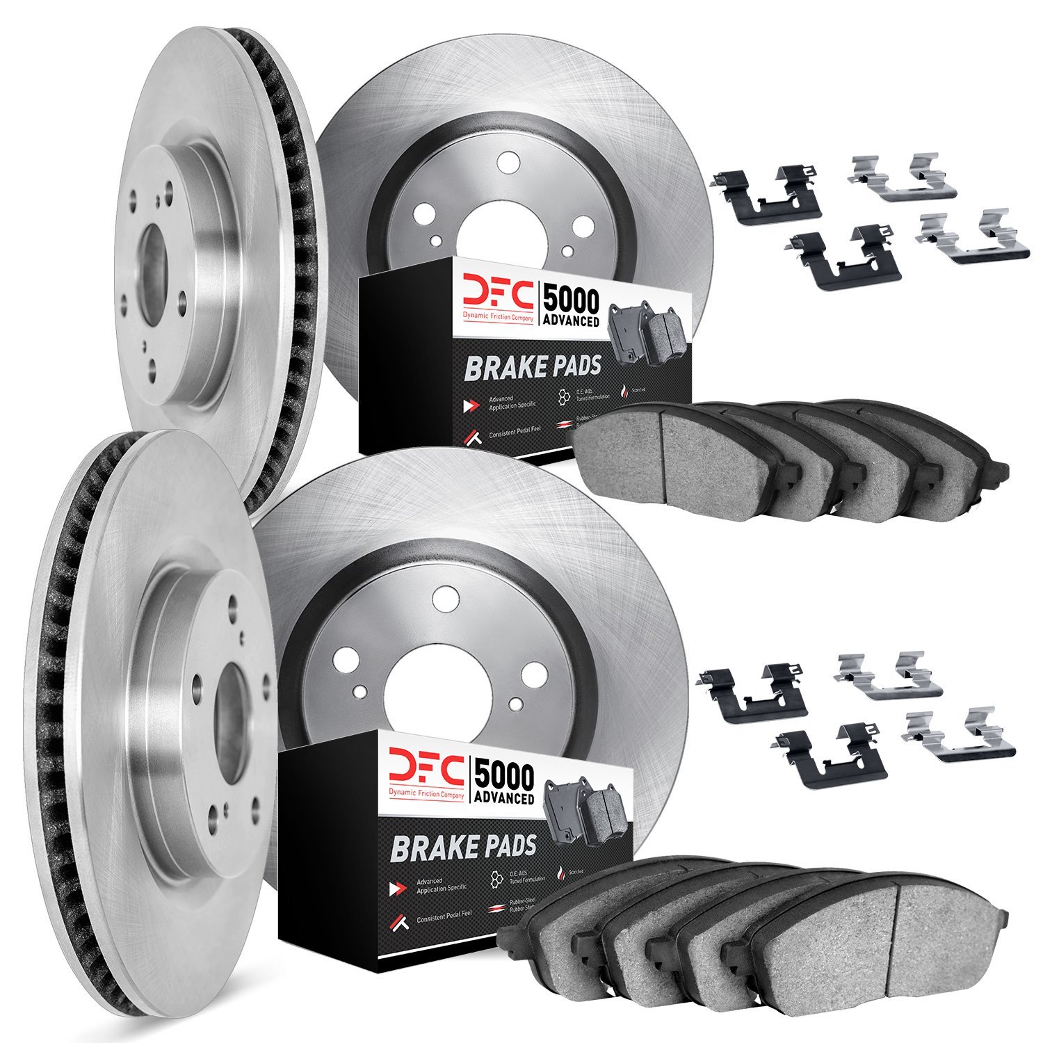 6514-32012 Brake Rotors w/5000 Advanced Brake Pads Kit with Hardware, 2017-2019 Mini, Position: Front and Rear