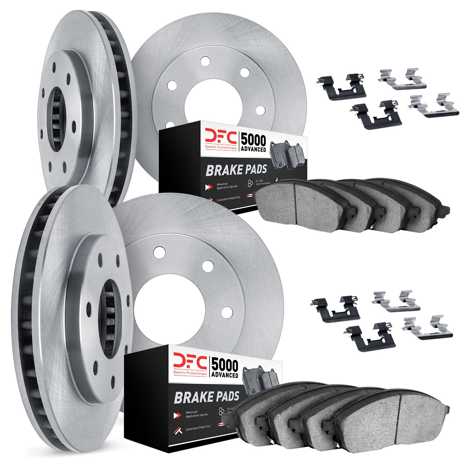 6514-54100 Brake Rotors w/5000 Advanced Brake Pads Kit with Hardware, 2012-2014 Ford/Lincoln/Mercury/Mazda, Position: Front and