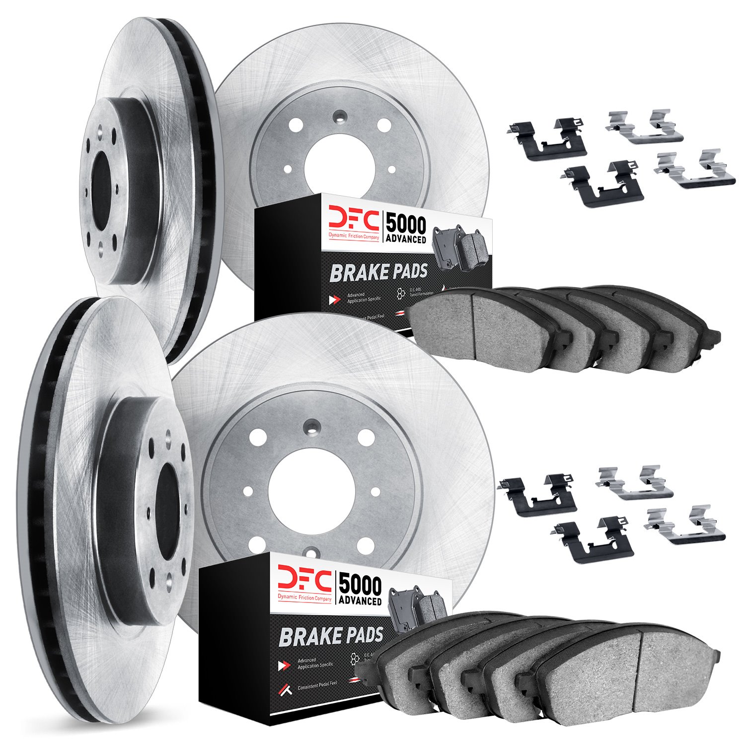 6514-55410 Brake Rotors w/5000 Advanced Brake Pads Kit with Hardware, 1993-1993 Ford/Lincoln/Mercury/Mazda, Position: Front and