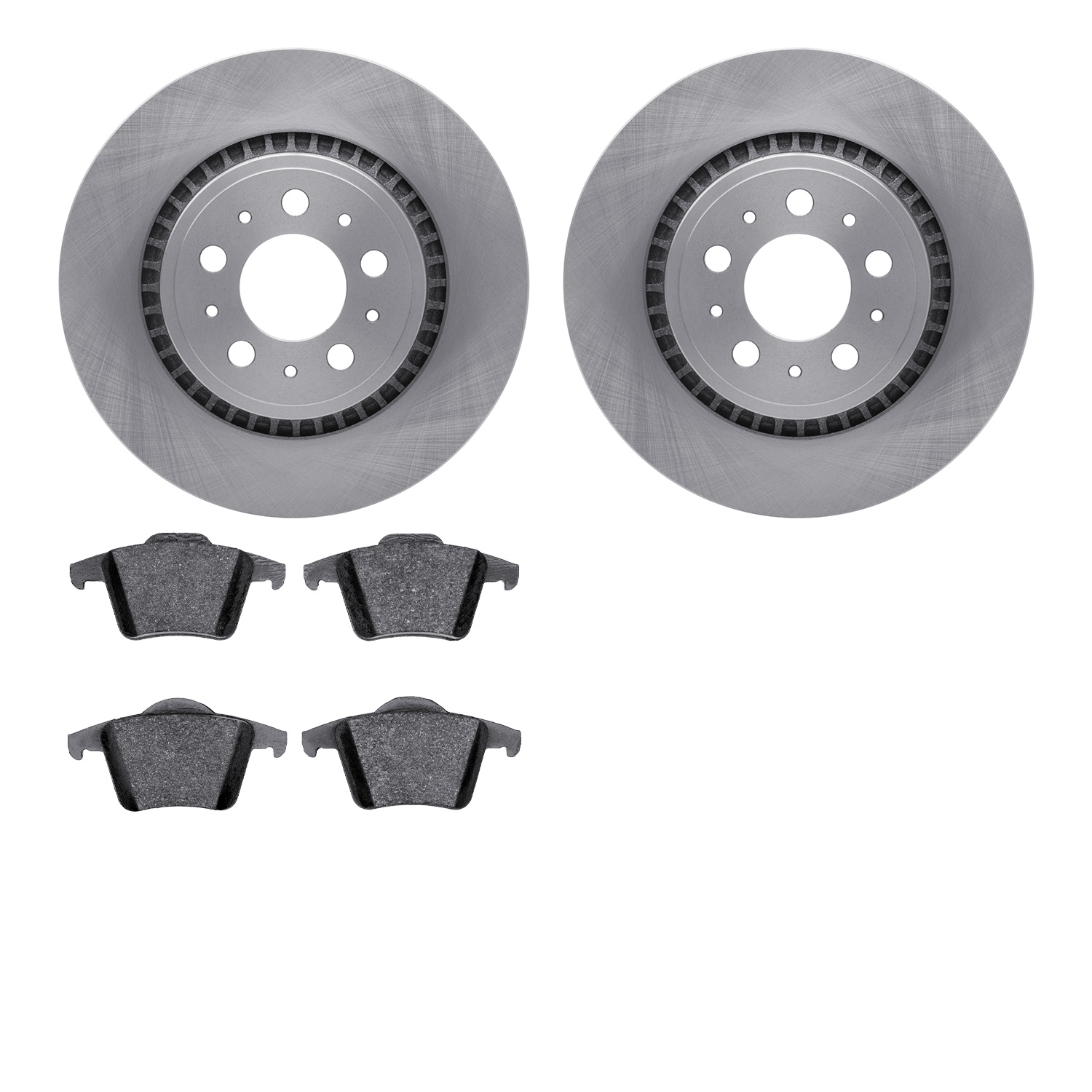 6602-27167 Brake Rotors w/5000 Euro Ceramic Brake Pads, 2003-2014 Volvo, Position: Rear