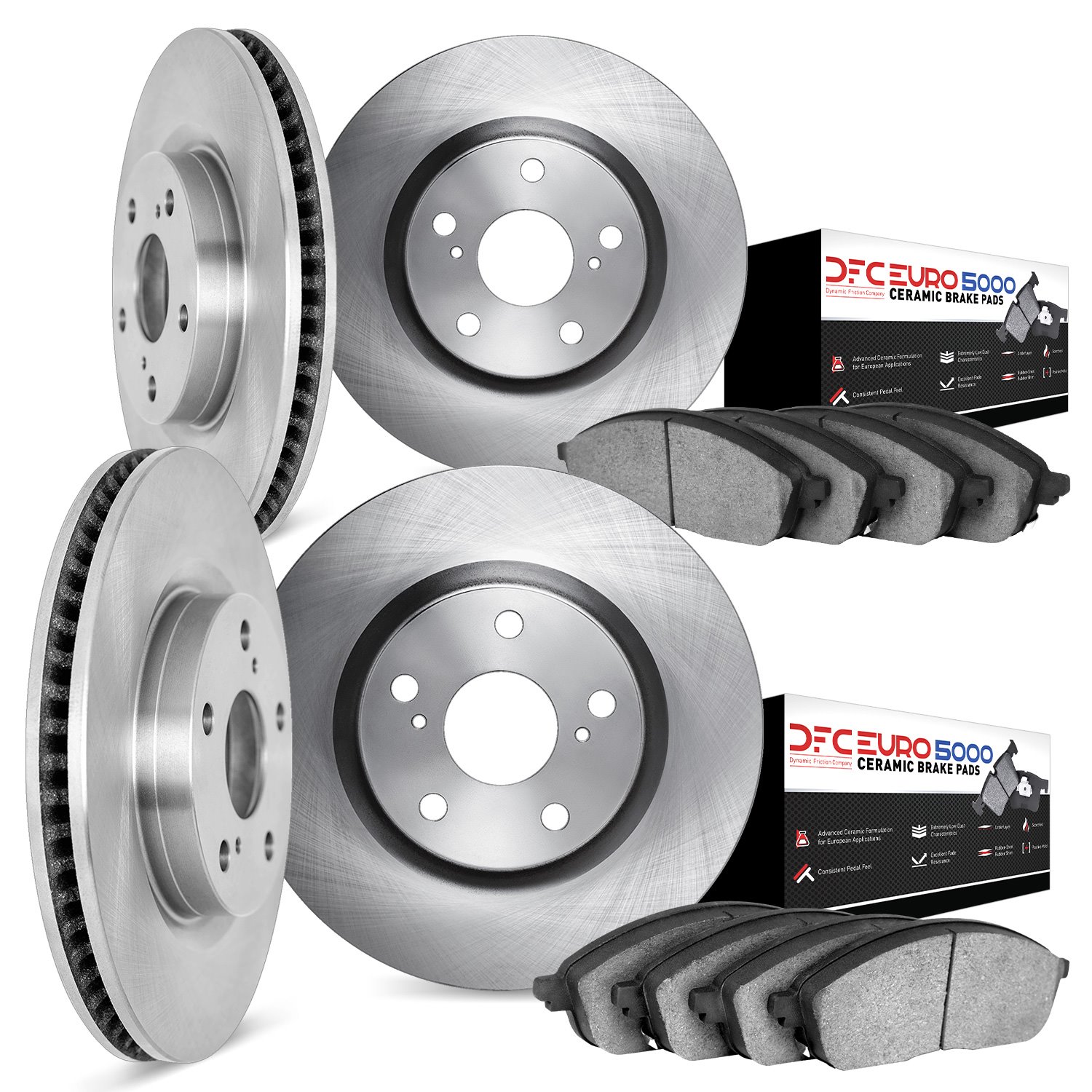 6604-10025 Brake Rotors w/5000 Euro Ceramic Brake Pads, 1975-1983 Porsche, Position: Front and Rear