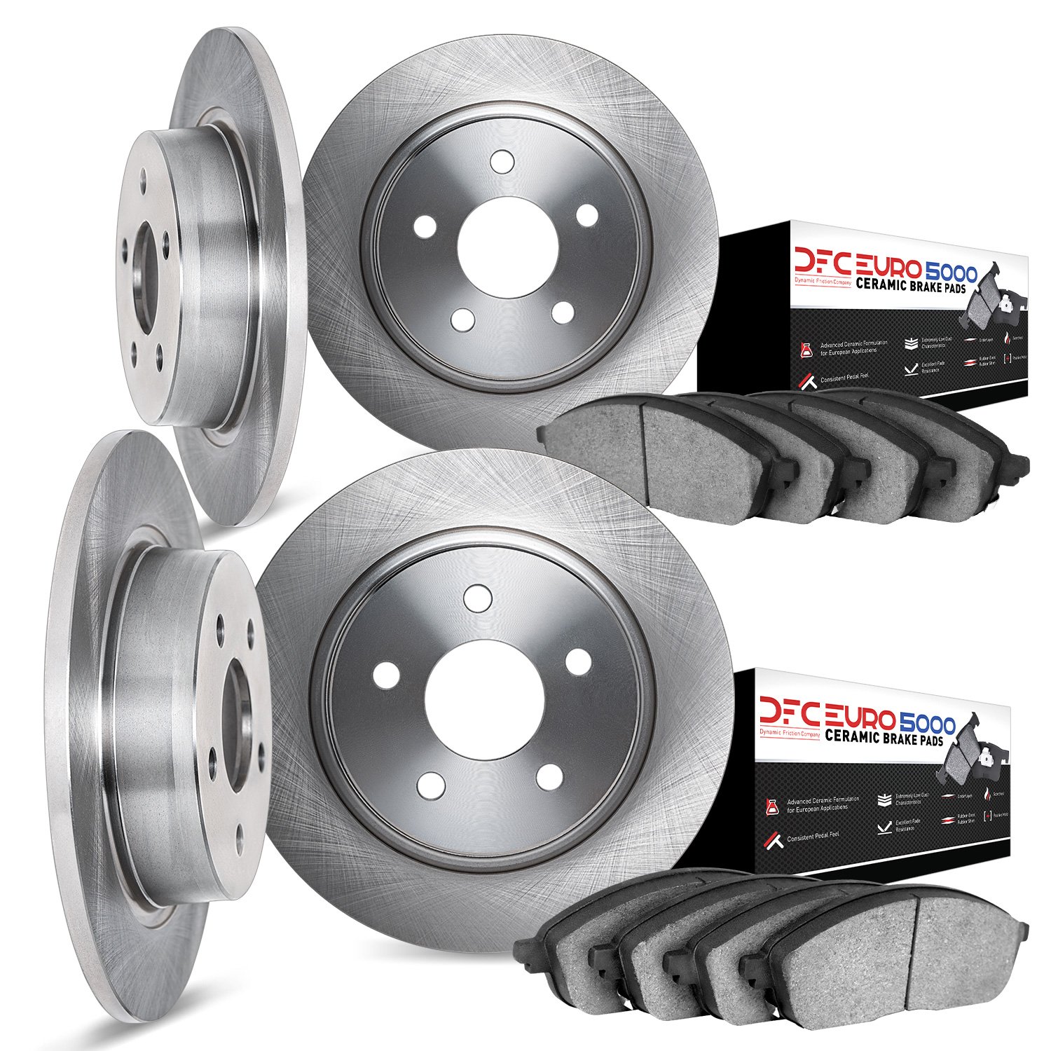 6604-27000 Brake Rotors w/5000 Euro Ceramic Brake Pads, 1975-1987 Volvo, Position: Front and Rear