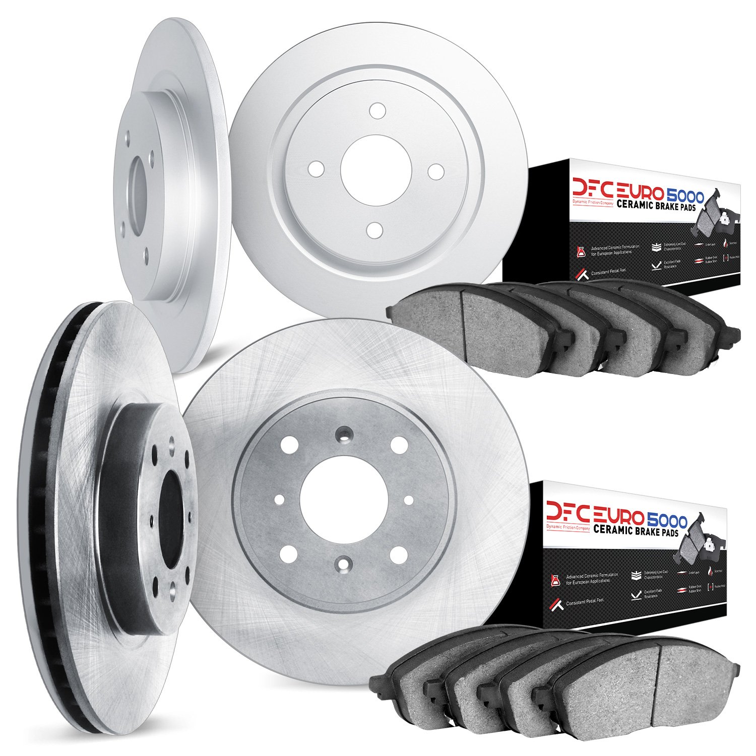 6604-73000 Brake Rotors w/5000 Euro Ceramic Brake Pads, 1988-1989 Audi/Volkswagen, Position: Front and Rear