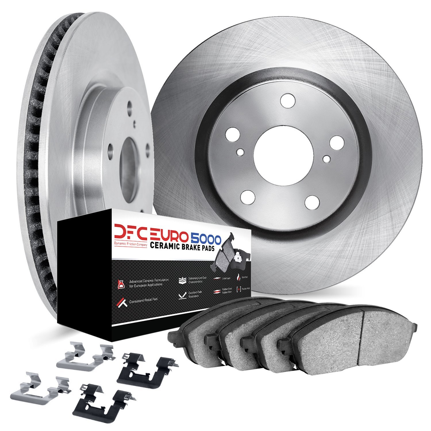 6612-02038 Brake Rotors w/5000 Euro Ceramic Brake Pads Kit with Hardware, 2010-2013 Porsche, Position: Front