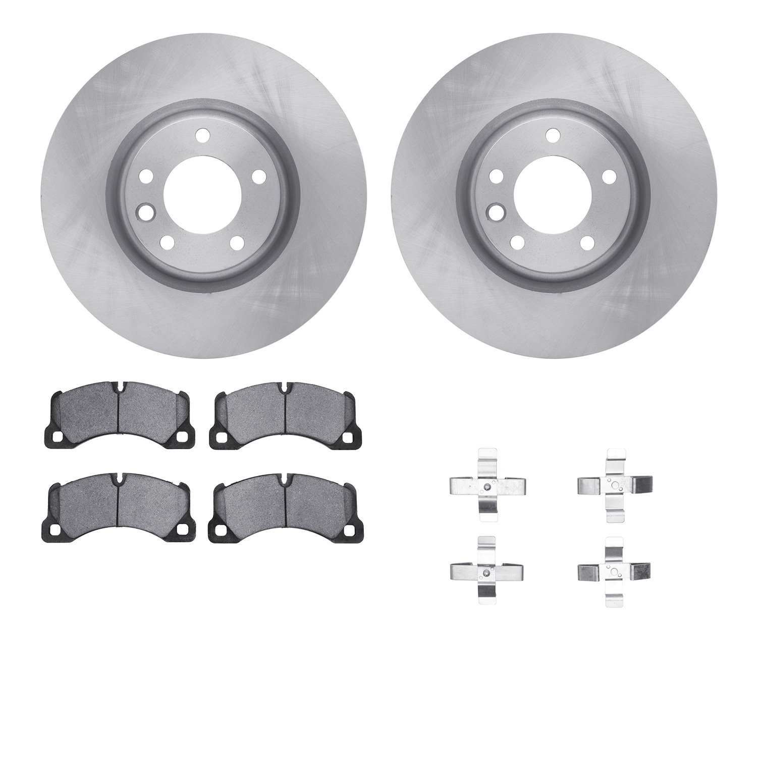 6612-02053 Brake Rotors w/5000 Euro Ceramic Brake Pads Kit with Hardware, 2008-2009 Multiple Makes/Models, Position: Front