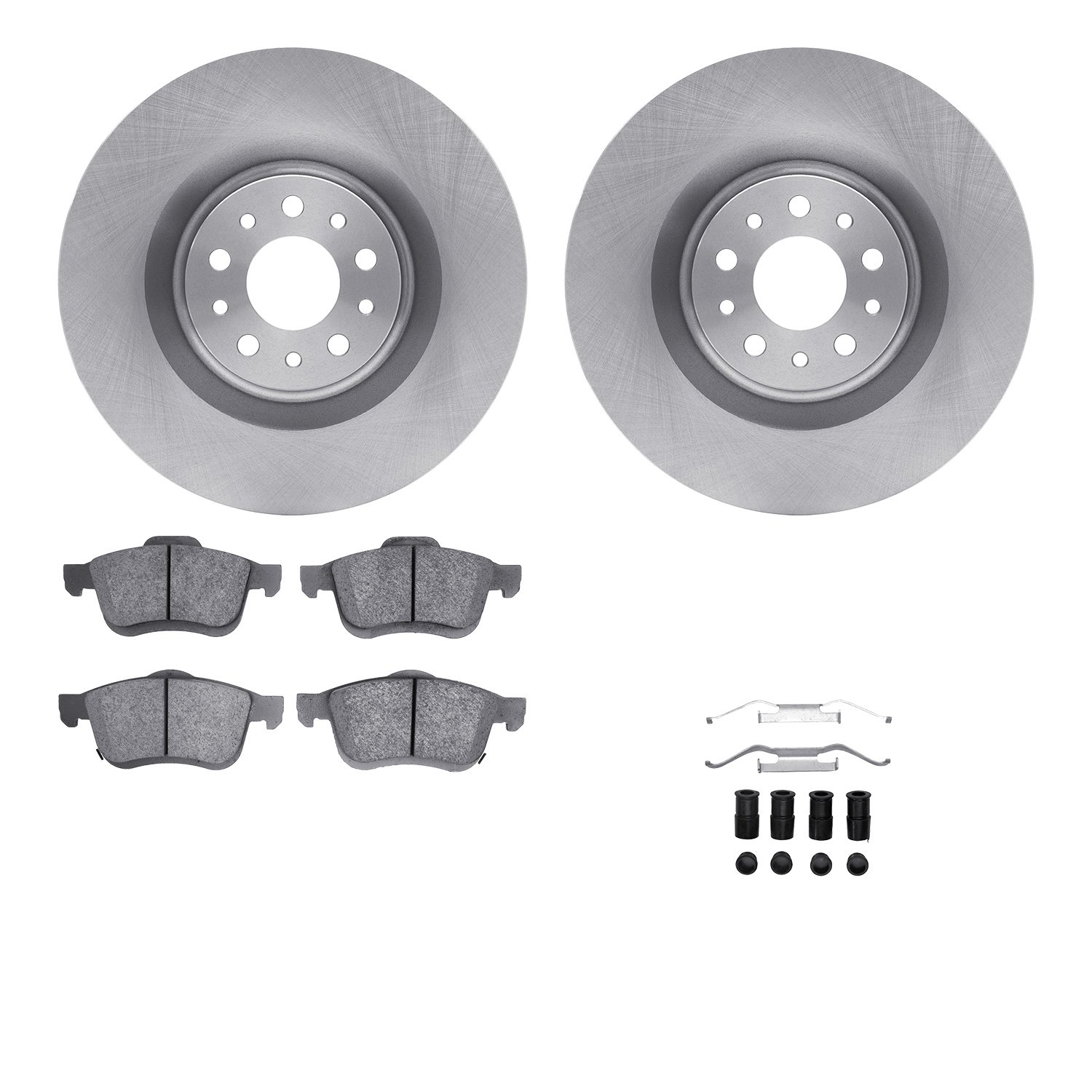 6612-07023 Brake Rotors w/5000 Euro Ceramic Brake Pads Kit with Hardware, 2014-2019 Mopar, Position: Front