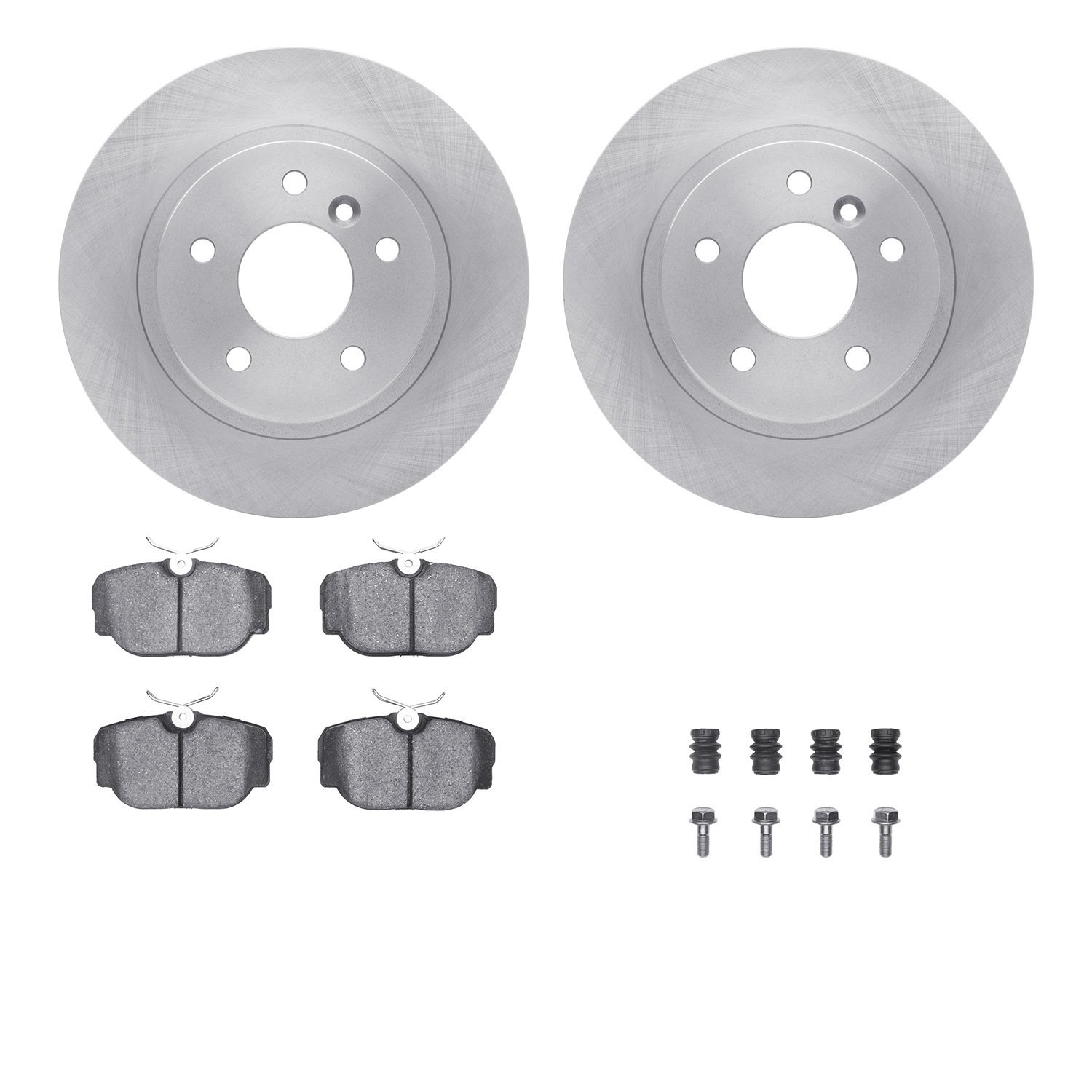 6612-11007 Brake Rotors w/5000 Euro Ceramic Brake Pads Kit with Hardware, 1994-2004 Land Rover, Position: Rear