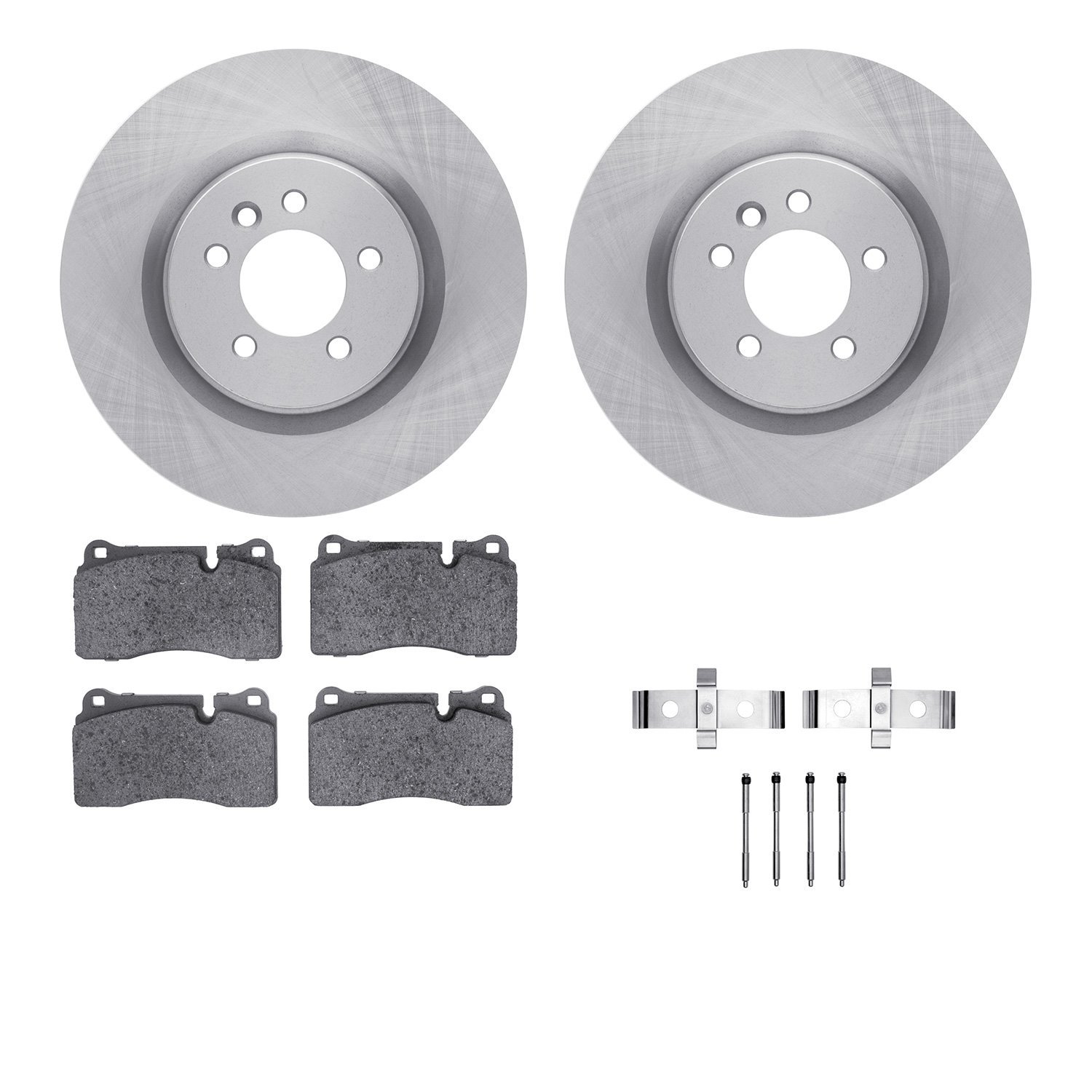 6612-11038 Brake Rotors w/5000 Euro Ceramic Brake Pads Kit with Hardware, 2006-2009 Land Rover, Position: Front