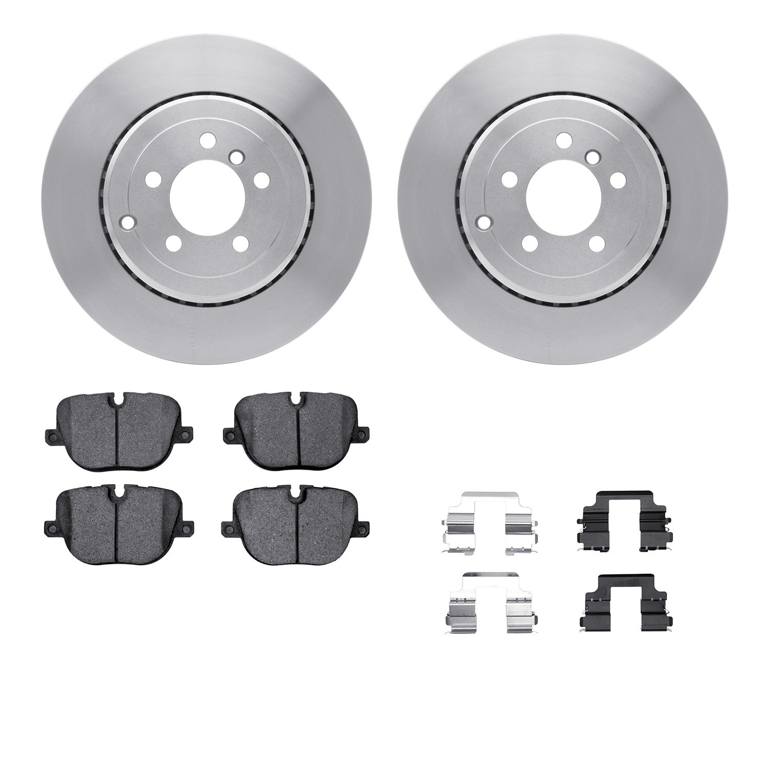 6612-11071 Brake Rotors w/5000 Euro Ceramic Brake Pads Kit with Hardware, 2010-2012 Land Rover, Position: Rear