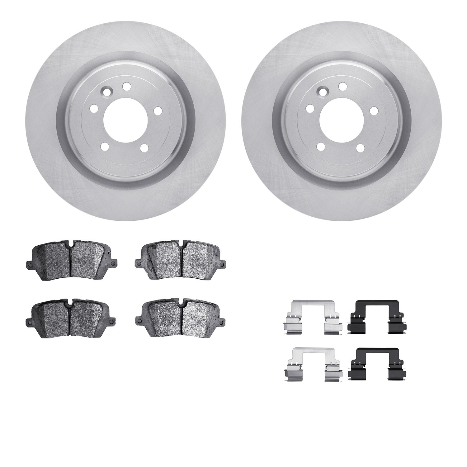 6612-11091 Brake Rotors w/5000 Euro Ceramic Brake Pads Kit with Hardware, Fits Select Land Rover, Position: Rear