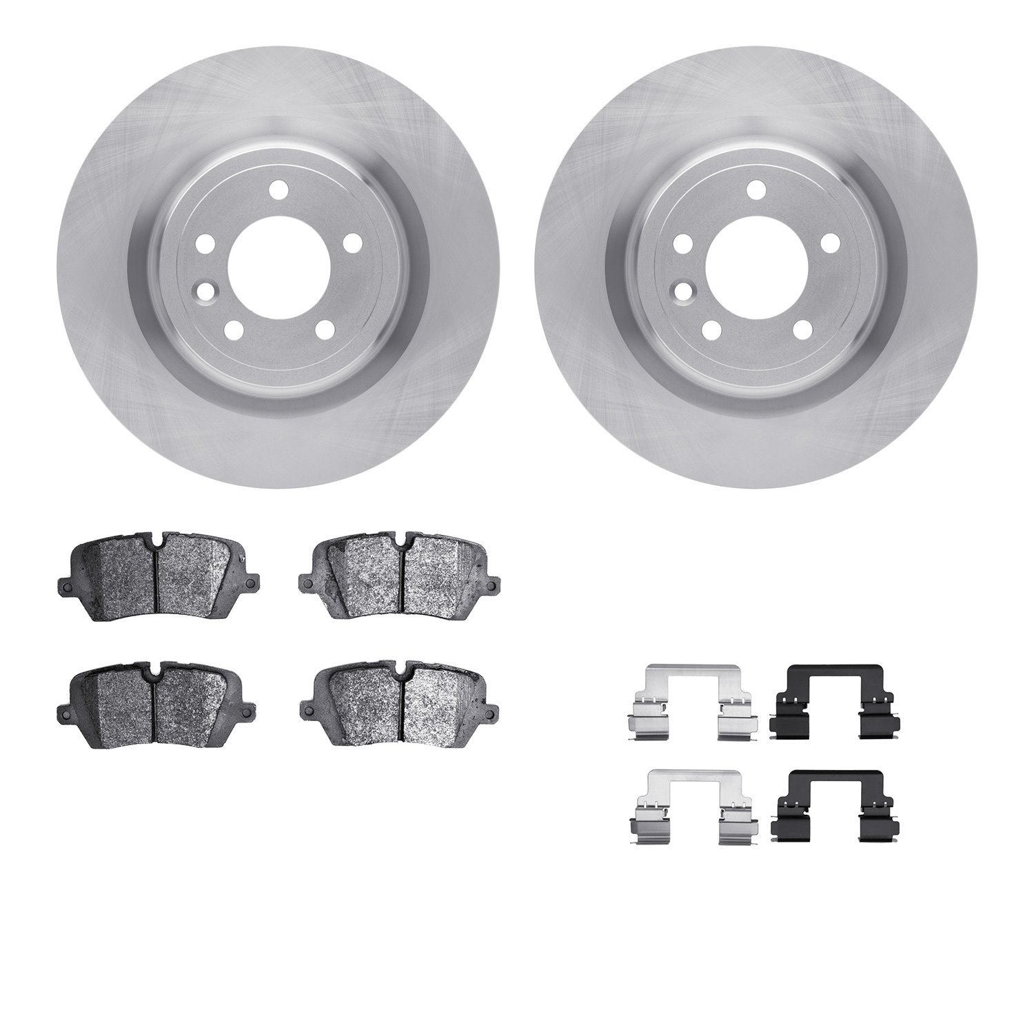 6612-11103 Brake Rotors w/5000 Euro Ceramic Brake Pads Kit with Hardware, Fits Select Land Rover, Position: Rear