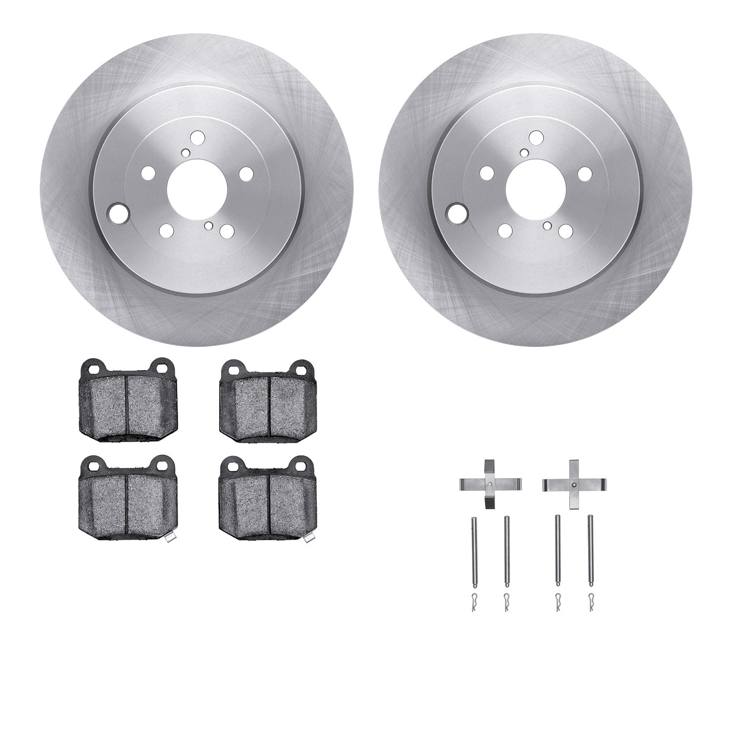 6612-13055 Brake Rotors w/5000 Euro Ceramic Brake Pads Kit with Hardware, 2017-2020 Multiple Makes/Models, Position: Rear