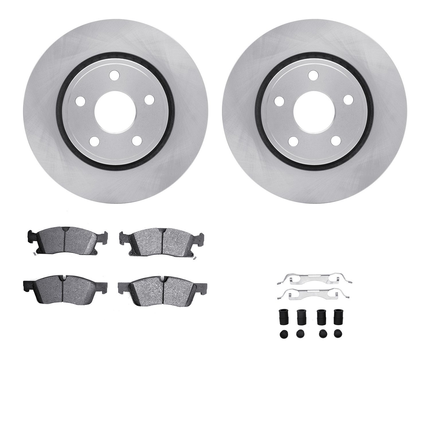 6612-19139 Brake Rotors w/5000 Euro Ceramic Brake Pads Kit with Hardware, Fits Select Mopar, Position: Front