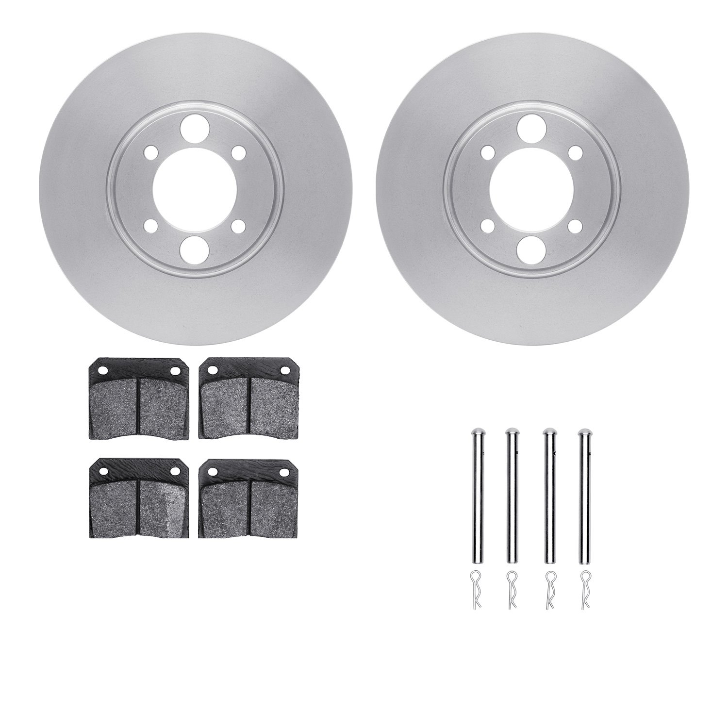 6612-20003 Brake Rotors w/5000 Euro Ceramic Brake Pads Kit with Hardware, 1968-1970 Jaguar, Position: Rear