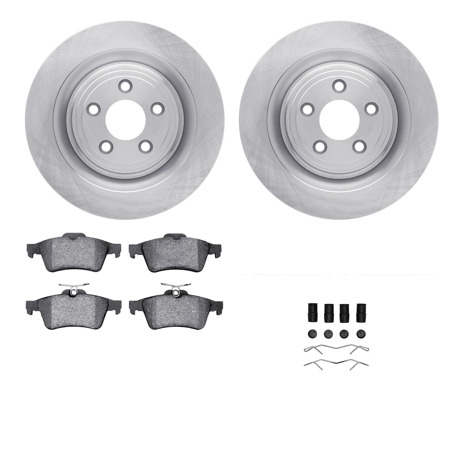 6612-20047 Brake Rotors w/5000 Euro Ceramic Brake Pads Kit with Hardware, 2006-2015 Jaguar, Position: Rear