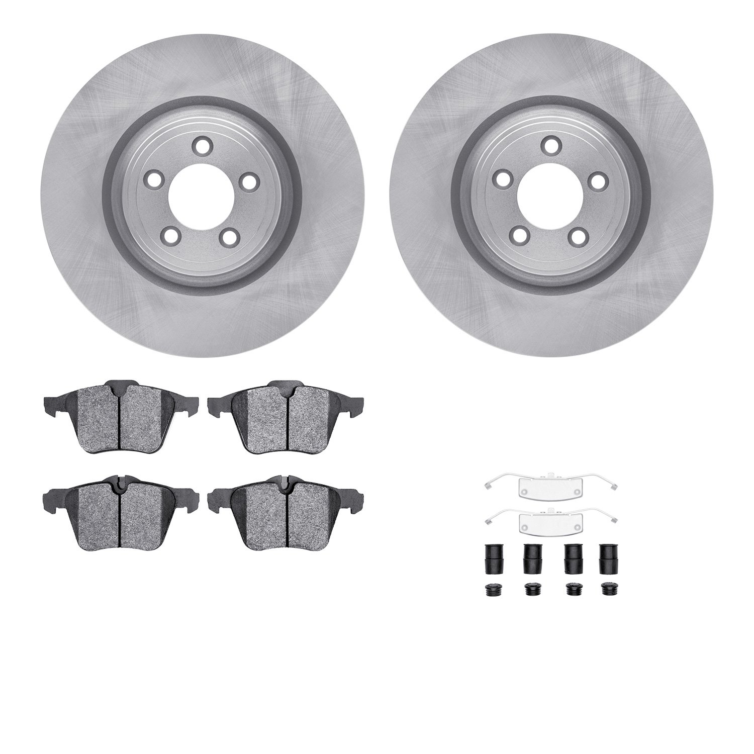 6612-20064 Brake Rotors w/5000 Euro Ceramic Brake Pads Kit with Hardware, 2010-2019 Jaguar, Position: Front