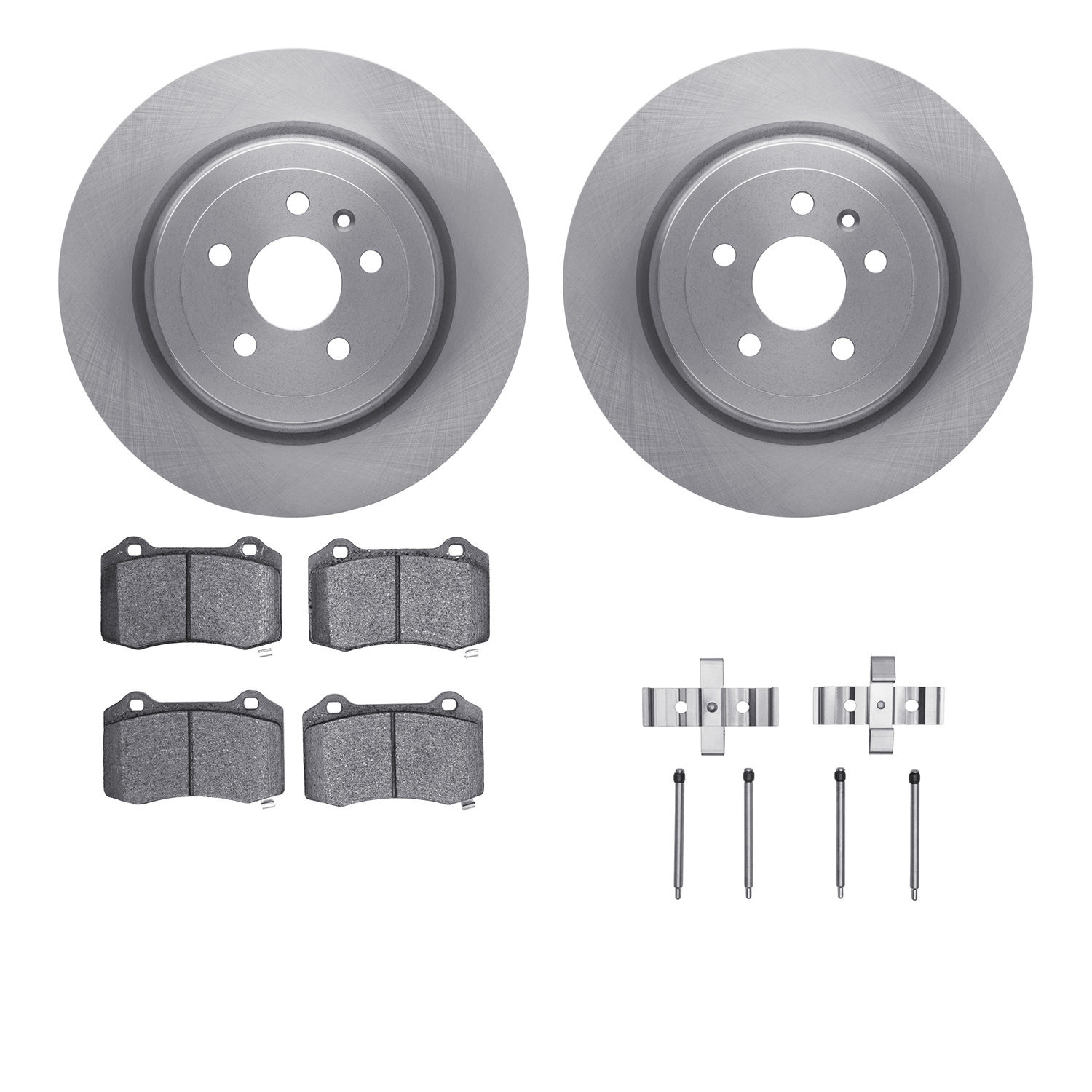 6612-26003 Brake Rotors w/5000 Euro Ceramic Brake Pads Kit with Hardware, 2012-2020 Tesla, Position: Rear