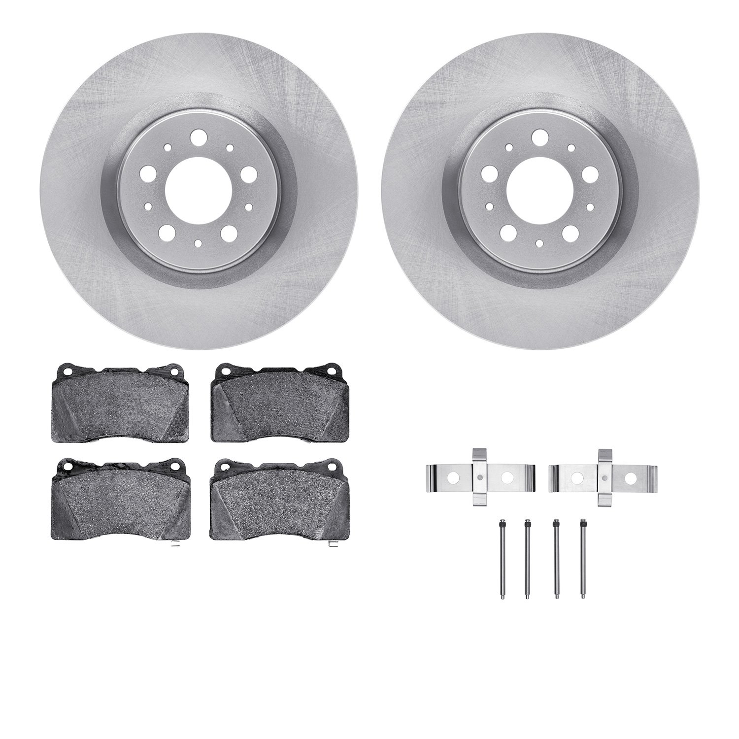 6612-27139 Brake Rotors w/5000 Euro Ceramic Brake Pads Kit with Hardware, 2004-2007 Volvo, Position: Front