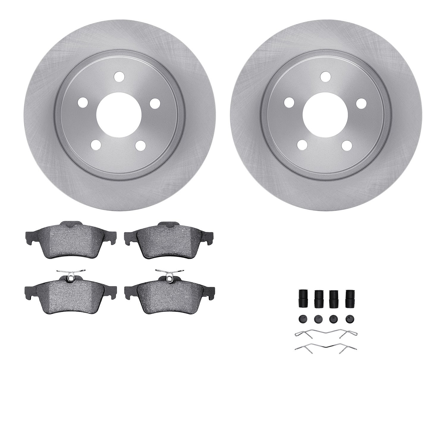 6612-27147 Brake Rotors w/5000 Euro Ceramic Brake Pads Kit with Hardware, 2004-2013 Volvo, Position: Rear