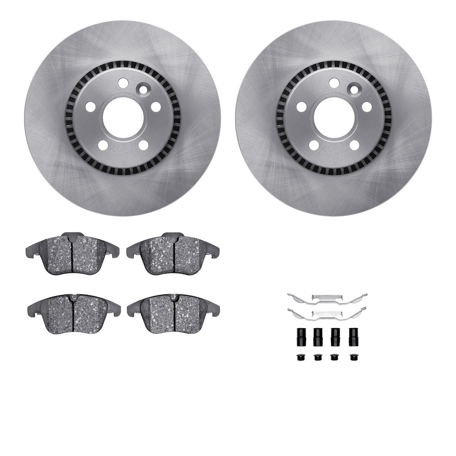 6612-27195 Brake Rotors w/5000 Euro Ceramic Brake Pads Kit with Hardware, 2008-2015 Land Rover, Position: Front