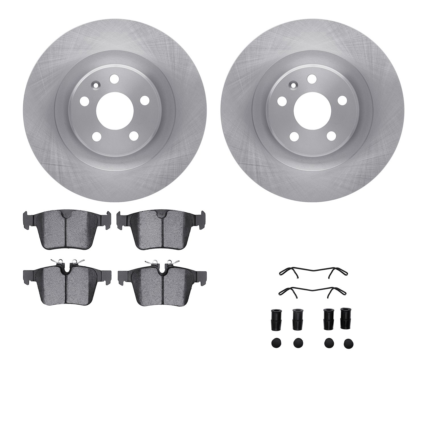 6612-27215 Brake Rotors w/5000 Euro Ceramic Brake Pads Kit with Hardware, 2016-2021 Volvo, Position: Rear