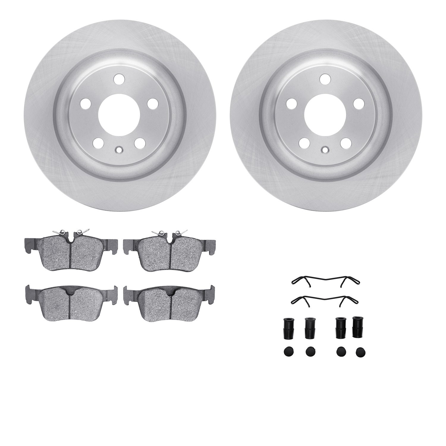 6612-27232 Brake Rotors w/5000 Euro Ceramic Brake Pads Kit with Hardware, 2018-2020 Volvo, Position: Rear