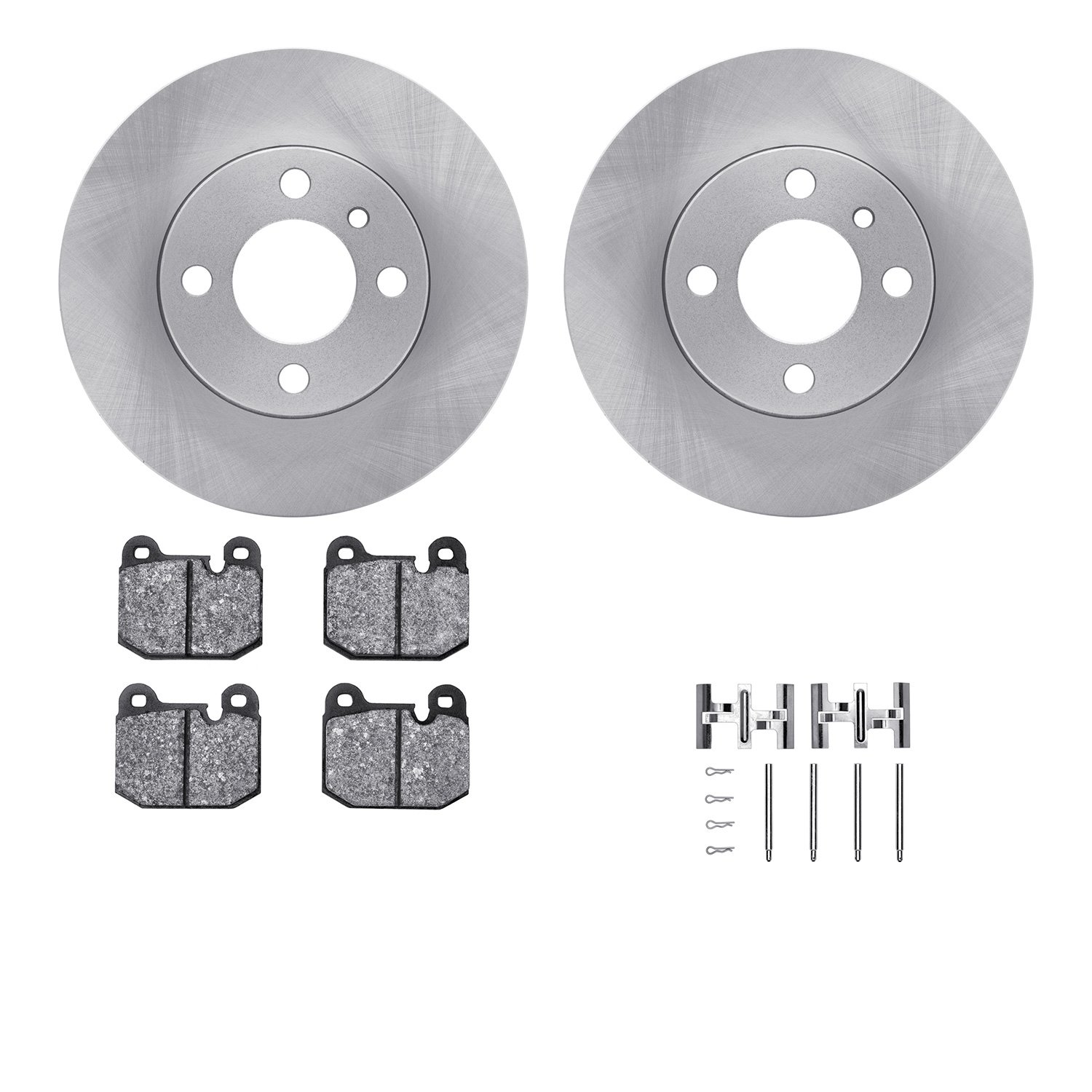 6612-31023 Brake Rotors w/5000 Euro Ceramic Brake Pads Kit with Hardware, 1977-1983 BMW, Position: Front