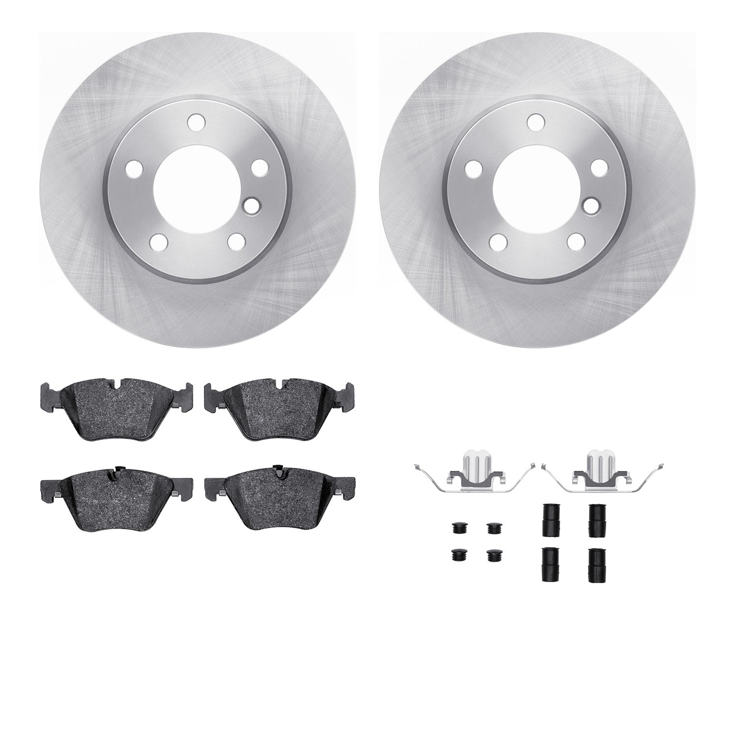 6612-31258 Brake Rotors w/5000 Euro Ceramic Brake Pads Kit with Hardware, 2006-2007 BMW, Position: Front