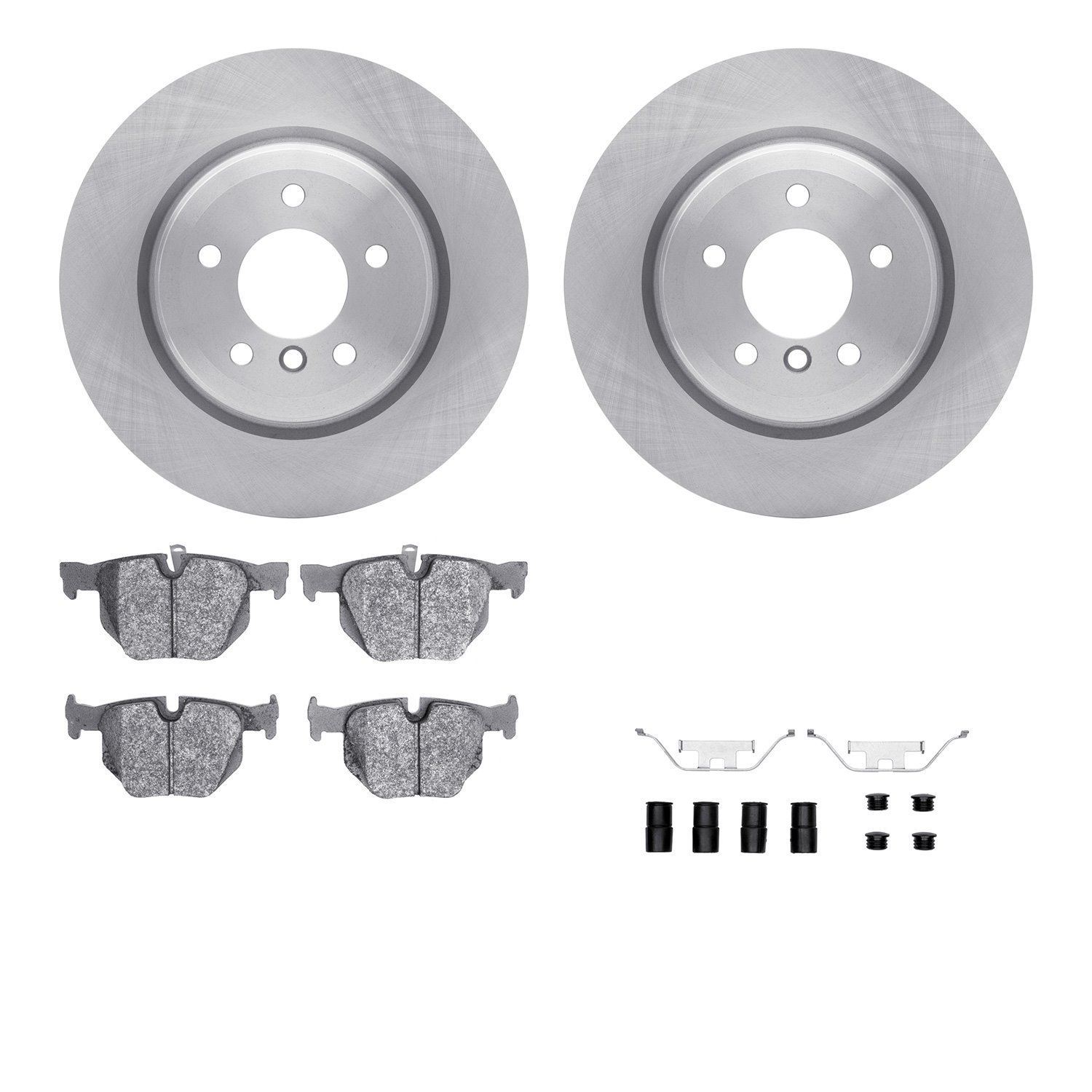 6612-31271 Brake Rotors w/5000 Euro Ceramic Brake Pads Kit with Hardware, 2006-2015 BMW, Position: Rear