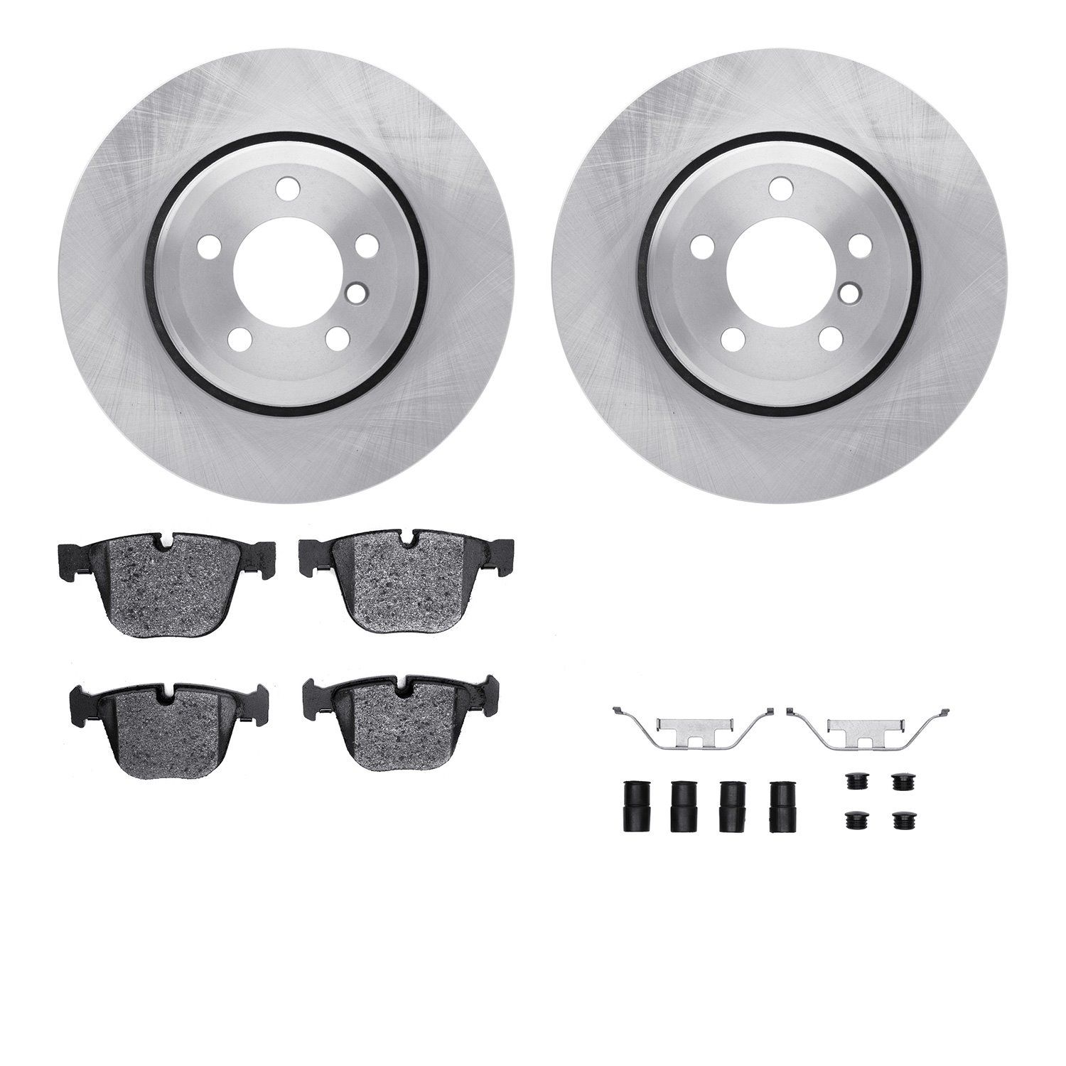 6612-31280 Brake Rotors w/5000 Euro Ceramic Brake Pads Kit with Hardware, 2005-2008 BMW, Position: Rear