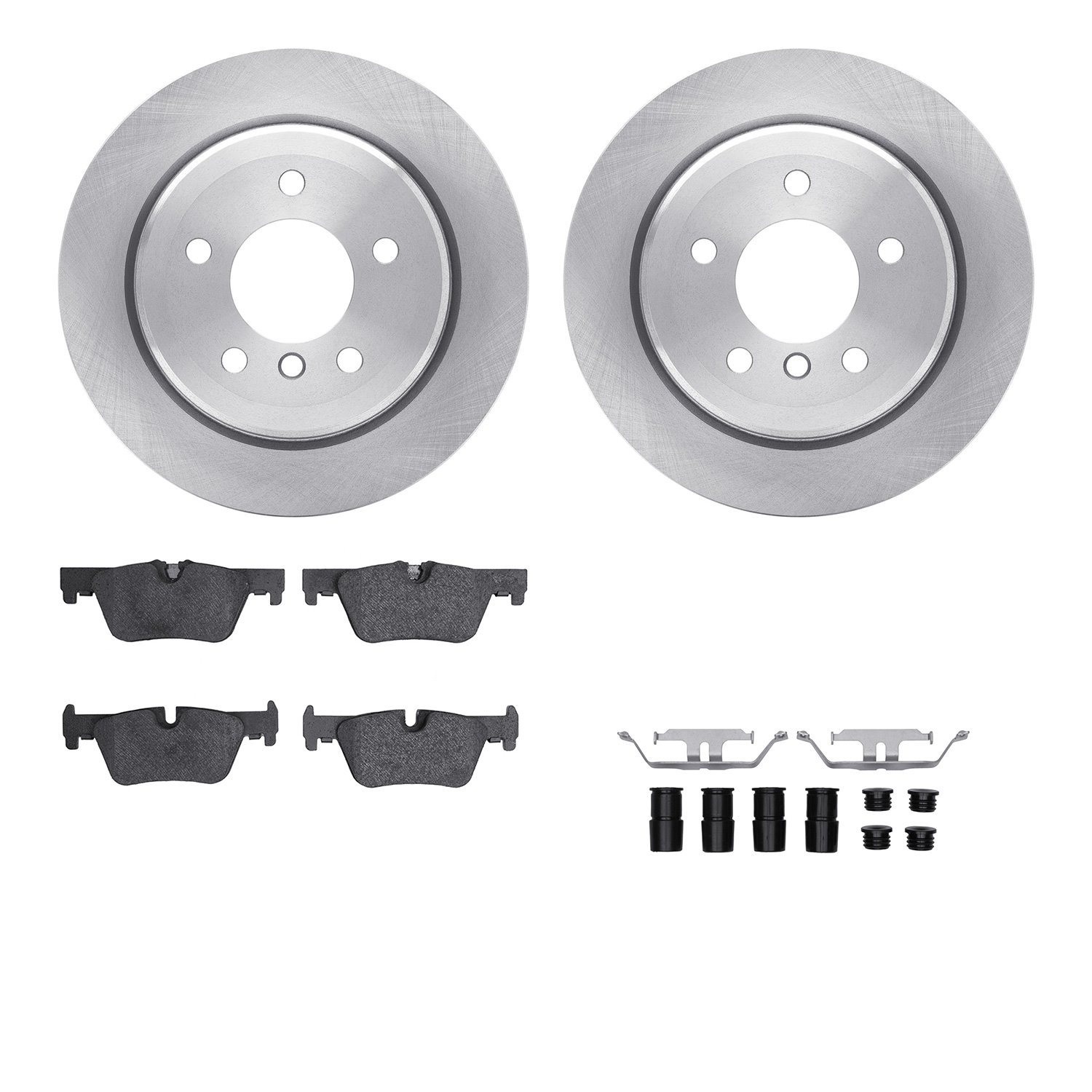 6612-31289 Brake Rotors w/5000 Euro Ceramic Brake Pads Kit with Hardware, 2013-2013 BMW, Position: Rear