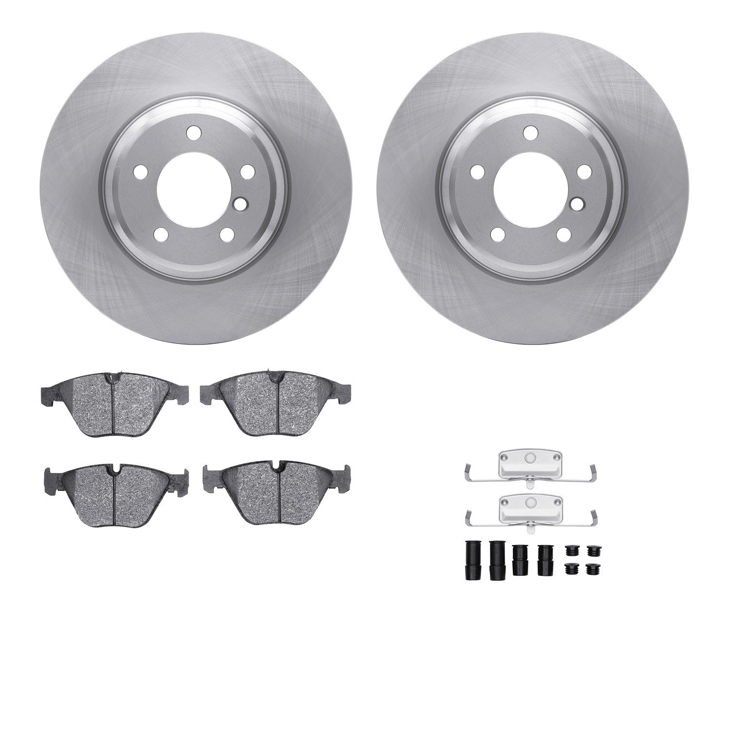 6612-31293 Brake Rotors w/5000 Euro Ceramic Brake Pads Kit with Hardware, 2007-2015 BMW, Position: Front