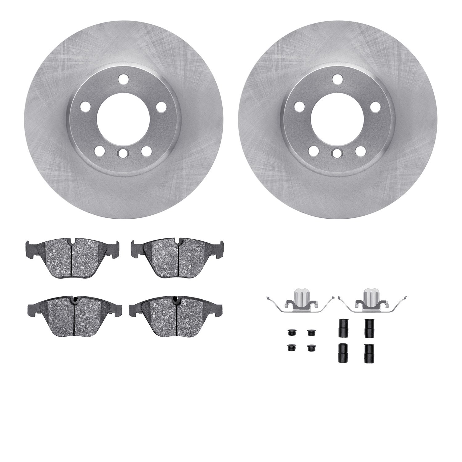 6612-31313 Brake Rotors w/5000 Euro Ceramic Brake Pads Kit with Hardware, 2007-2015 BMW, Position: Front