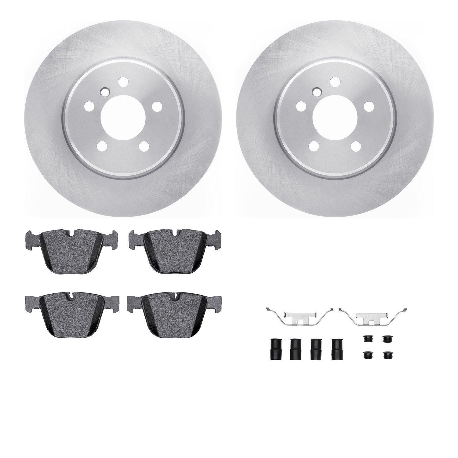 6612-31371 Brake Rotors w/5000 Euro Ceramic Brake Pads Kit with Hardware, 2010-2017 BMW, Position: Rear