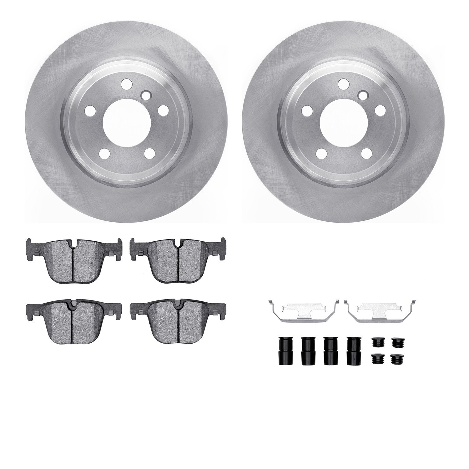 6612-31387 Brake Rotors w/5000 Euro Ceramic Brake Pads Kit with Hardware, 2012-2020 BMW, Position: Rear