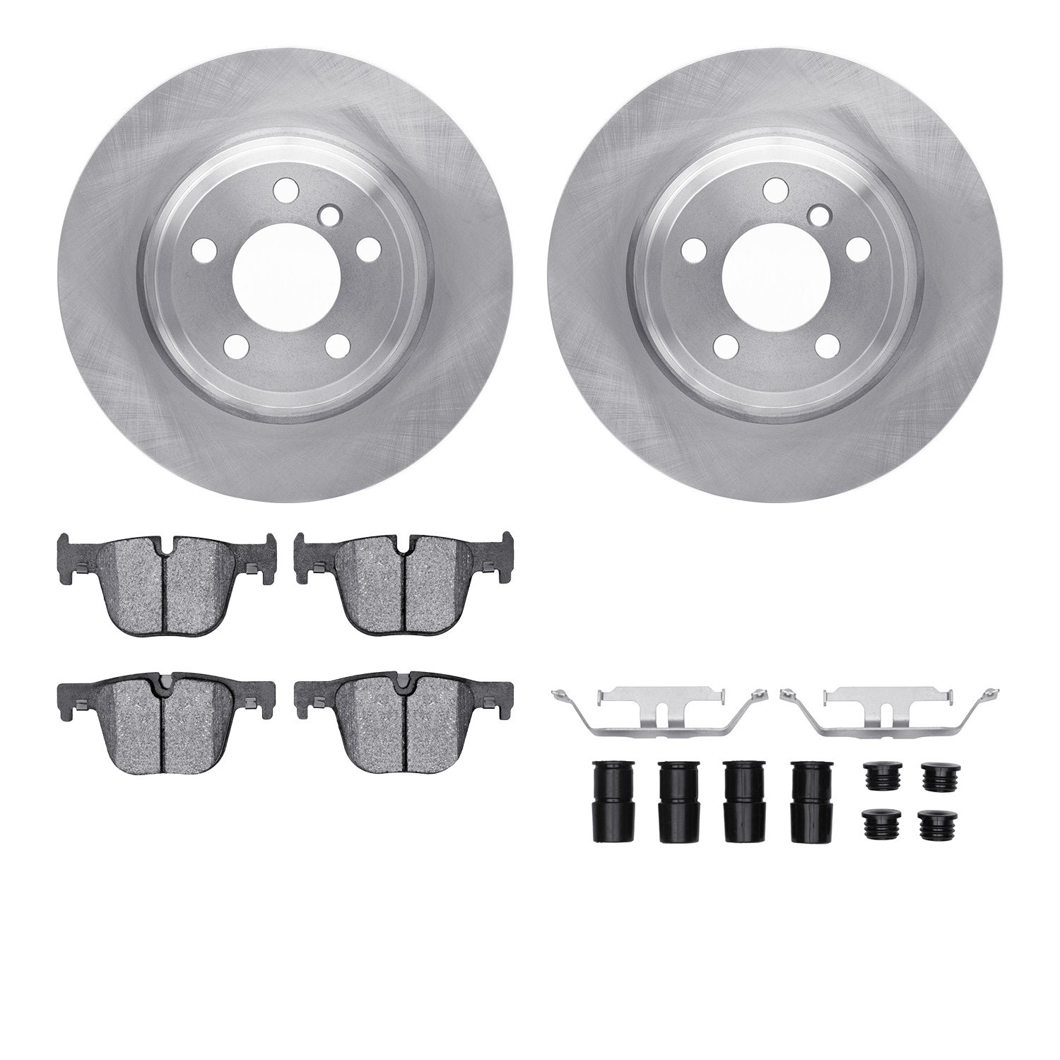 6612-31388 Brake Rotors w/5000 Euro Ceramic Brake Pads Kit with Hardware, 2014-2015 BMW, Position: Rear