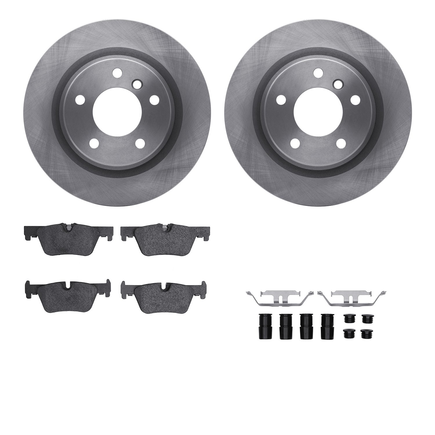 6612-31392 Brake Rotors w/5000 Euro Ceramic Brake Pads Kit with Hardware, 2012-2021 BMW, Position: Rear