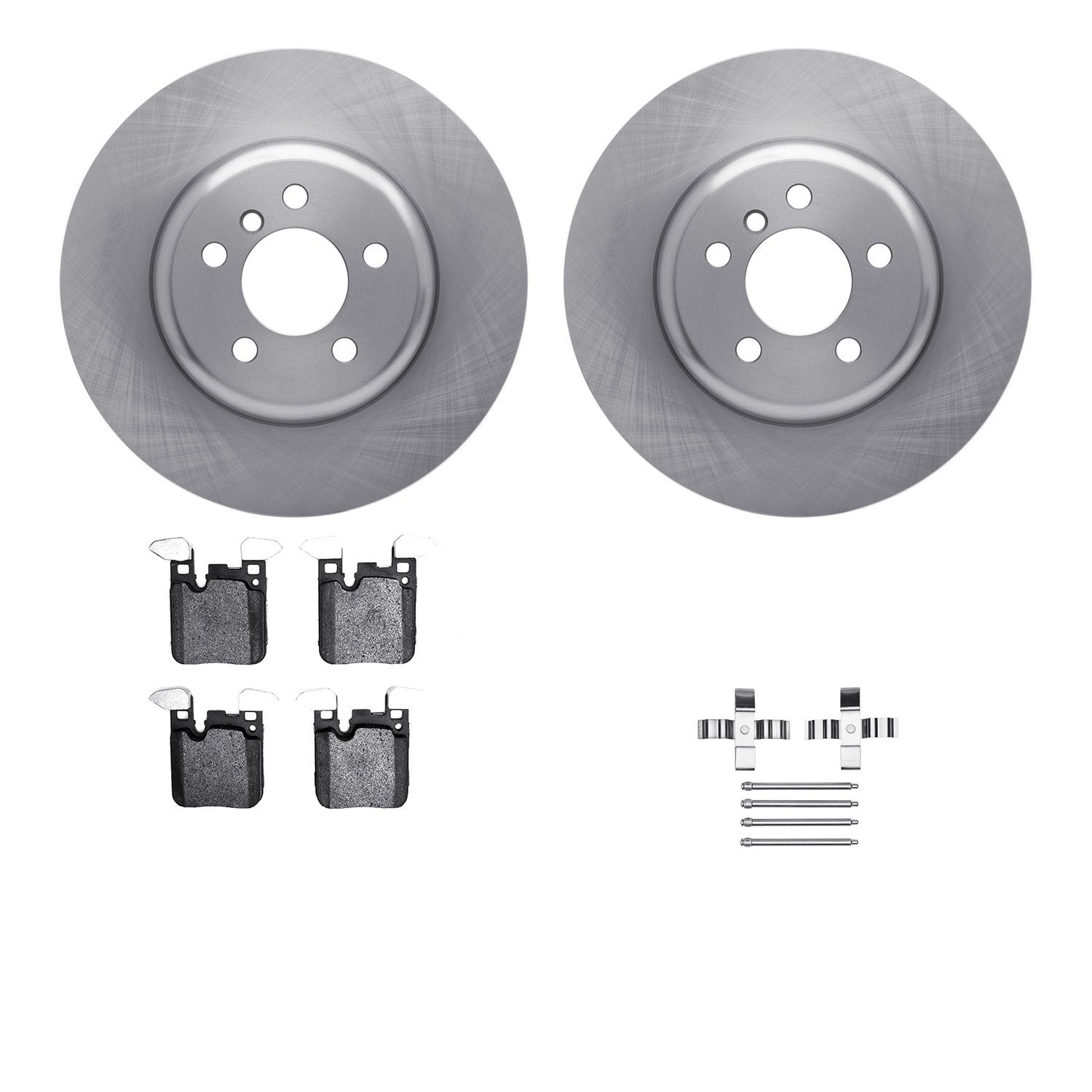 6612-31404 Brake Rotors w/5000 Euro Ceramic Brake Pads Kit with Hardware, 2013-2021 BMW, Position: Rear