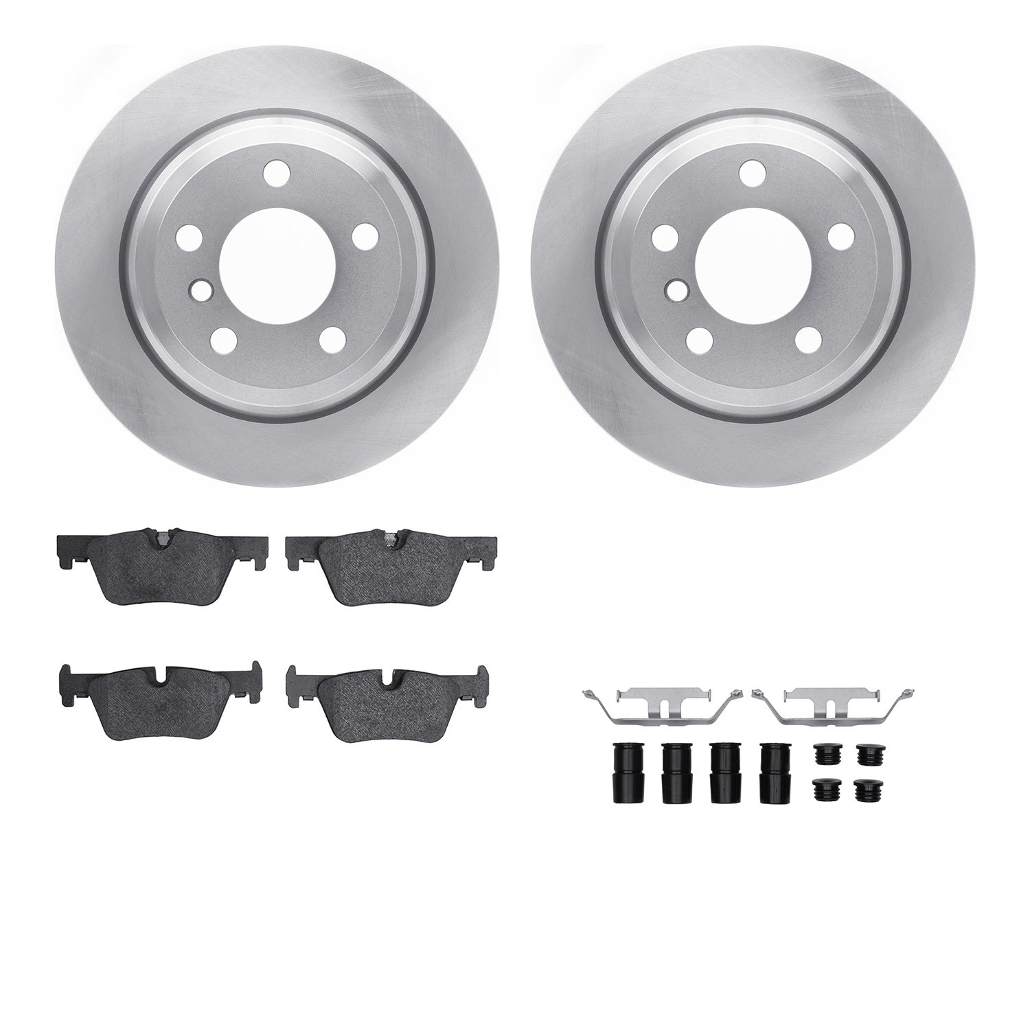 6612-31408 Brake Rotors w/5000 Euro Ceramic Brake Pads Kit with Hardware, 2013-2020 BMW, Position: Rear