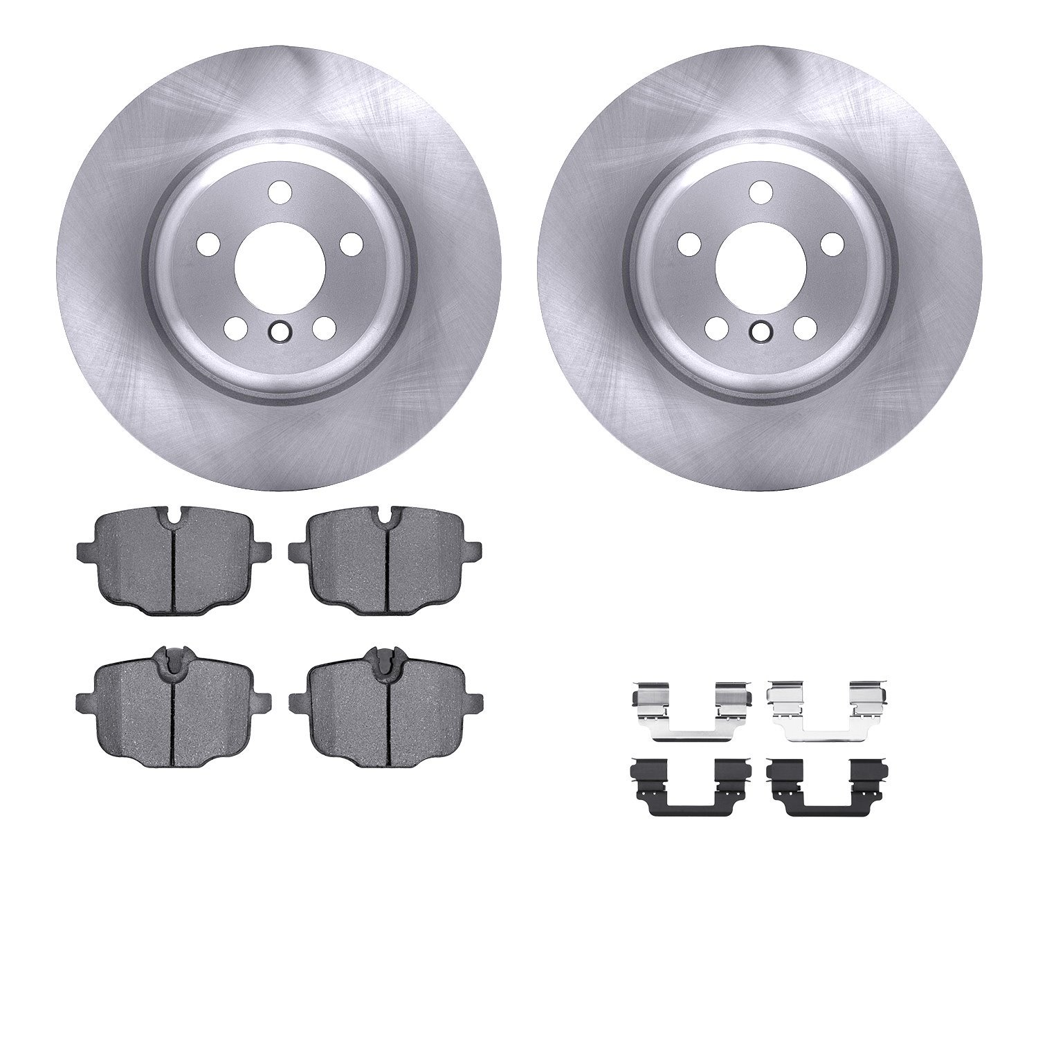 6612-31419 Brake Rotors w/5000 Euro Ceramic Brake Pads Kit with Hardware, Fits Select BMW, Position: Rear